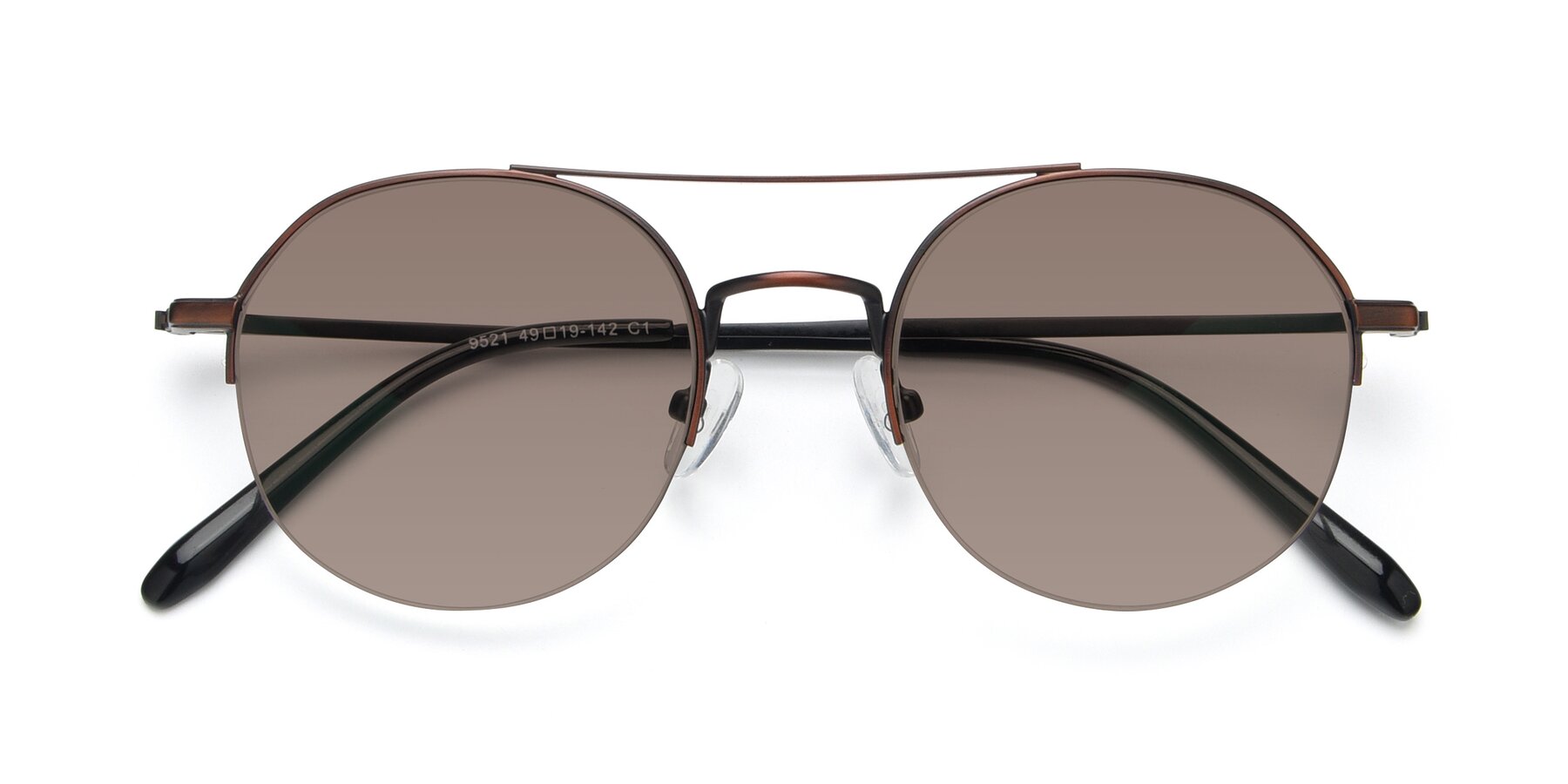 Folded Front of 9521 in Brown with Medium Brown Tinted Lenses
