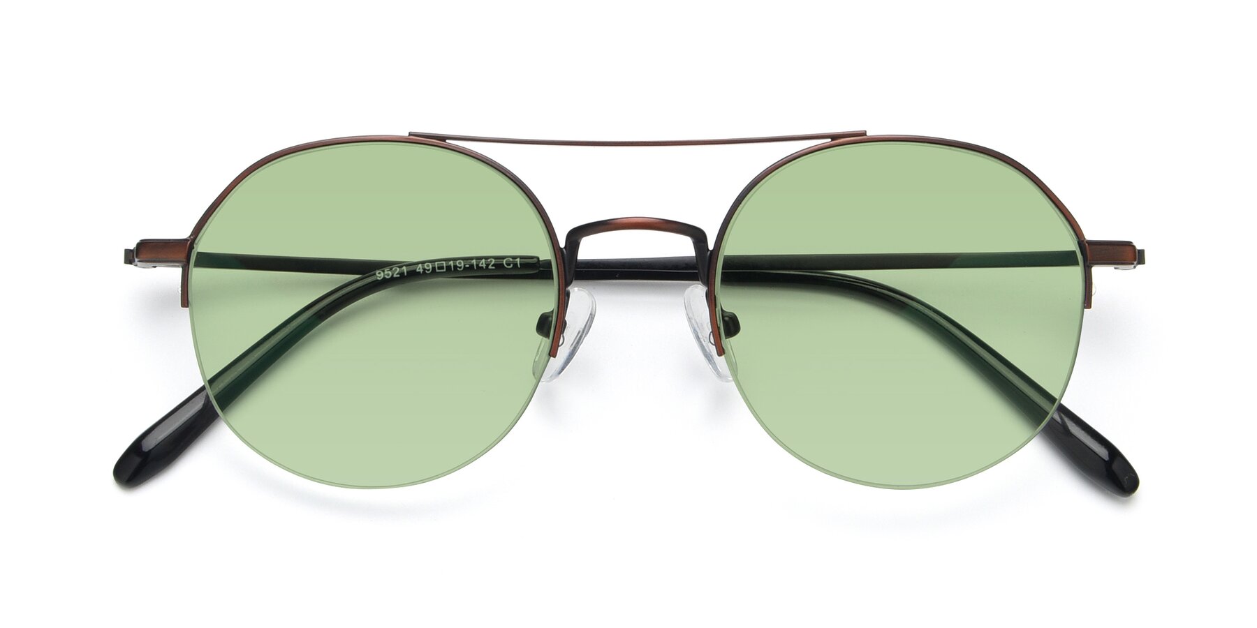 Folded Front of 9521 in Brown with Medium Green Tinted Lenses