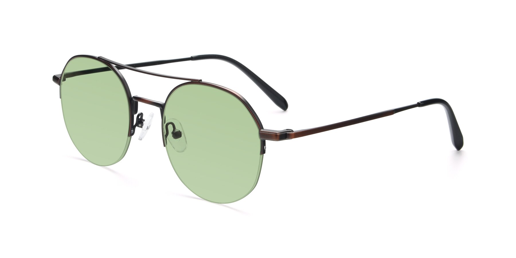 Angle of 9521 in Brown with Medium Green Tinted Lenses