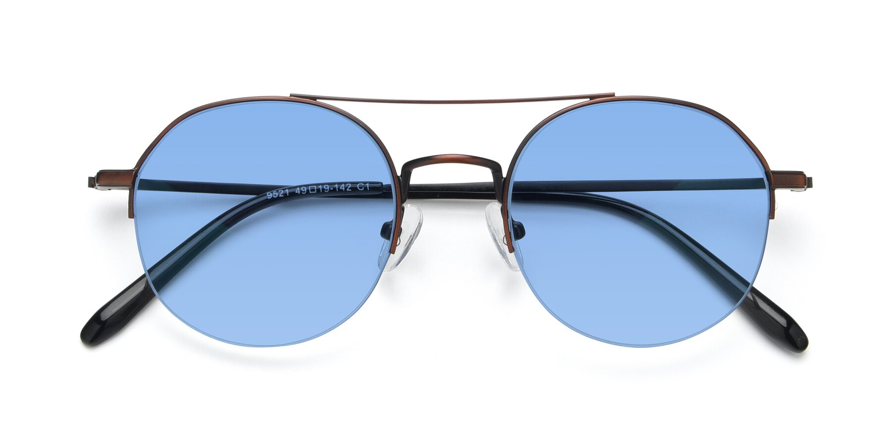 Folded Front of 9521 in Brown with Medium Blue Tinted Lenses
