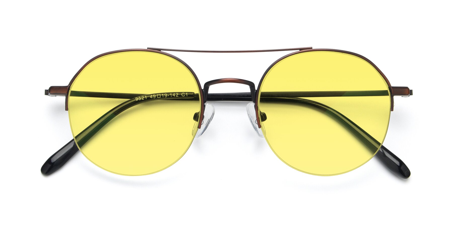 Folded Front of 9521 in Brown with Medium Yellow Tinted Lenses