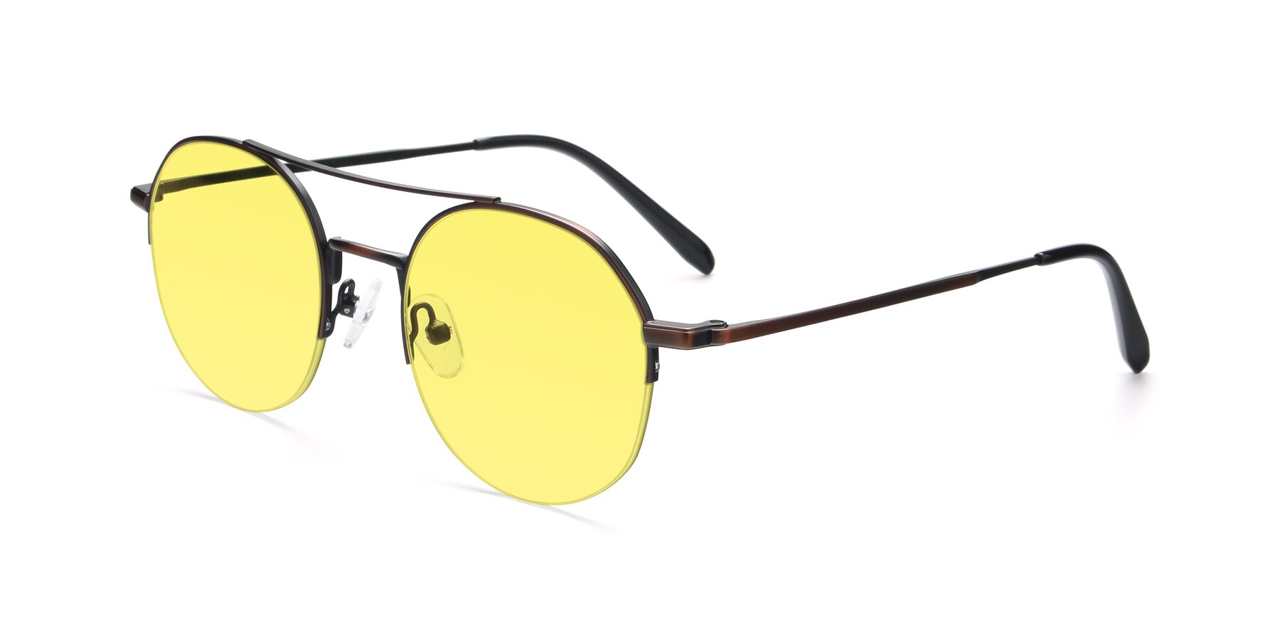 Angle of 9521 in Brown with Medium Yellow Tinted Lenses