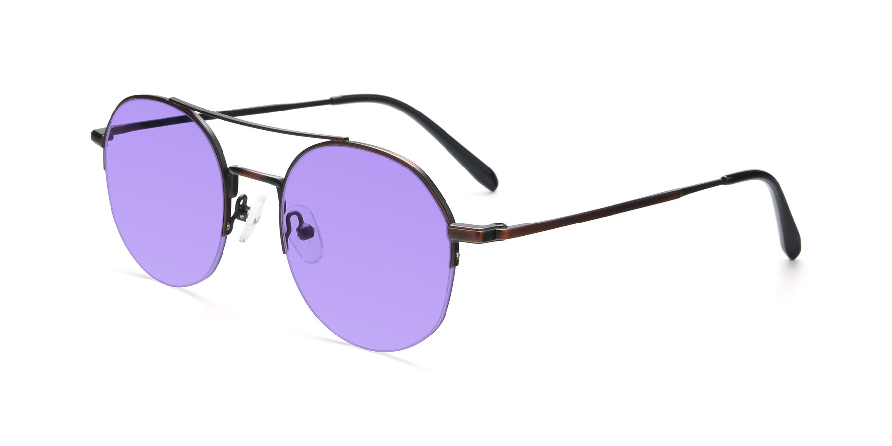 Angle of 9521 in Brown with Medium Purple Tinted Lenses