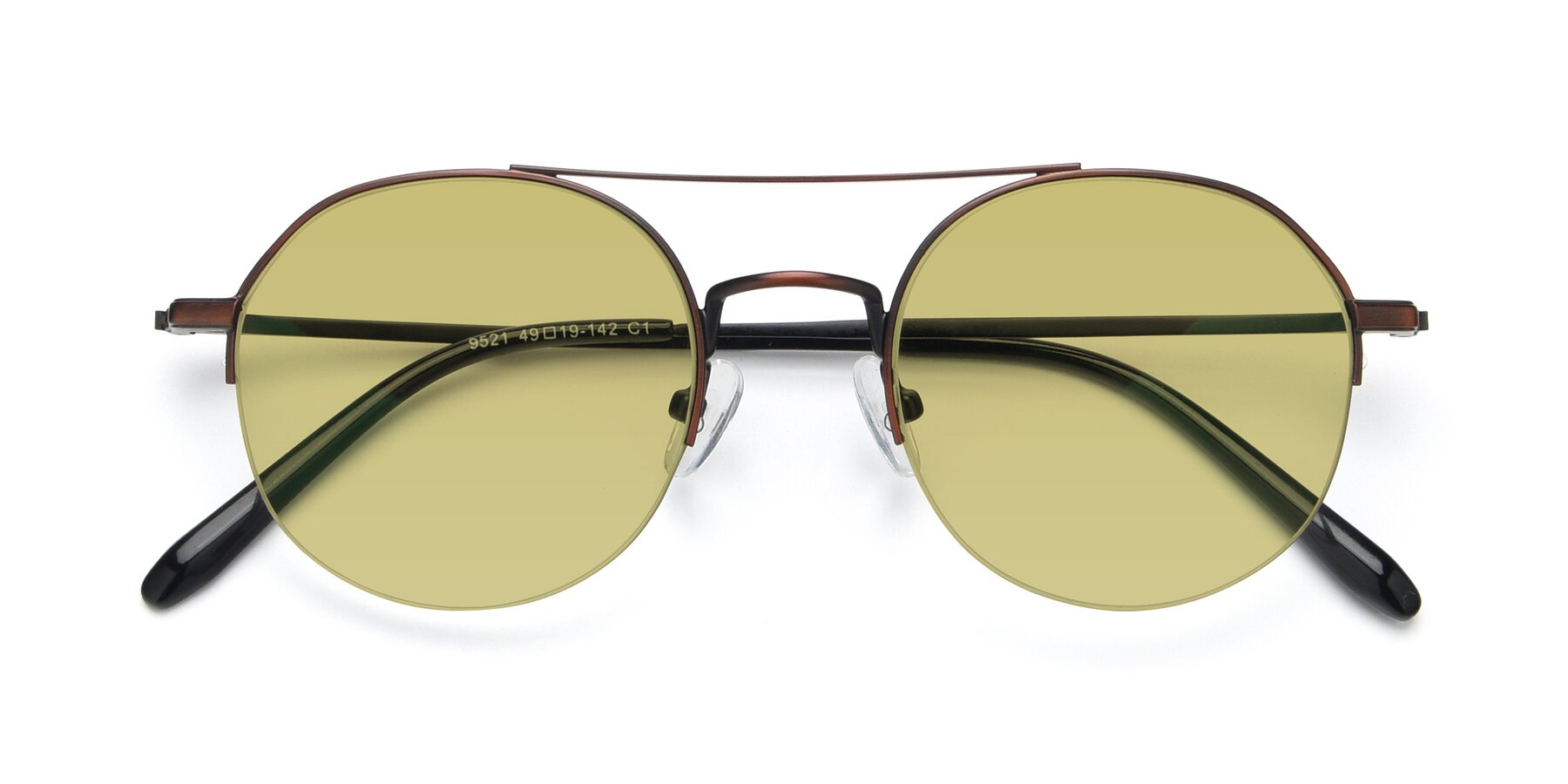 Folded Front of 9521 in Brown with Medium Champagne Tinted Lenses