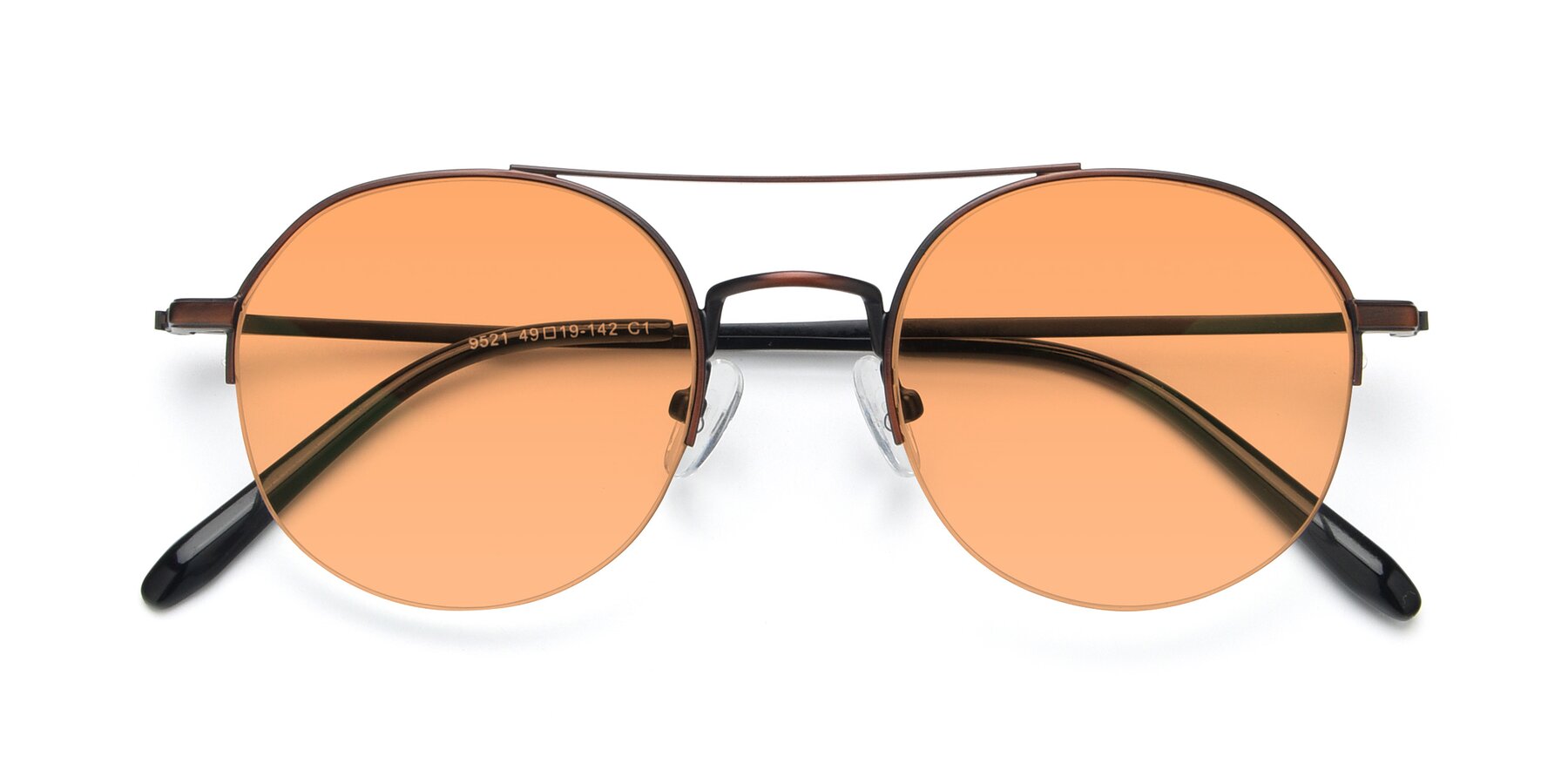 Folded Front of 9521 in Brown with Medium Orange Tinted Lenses