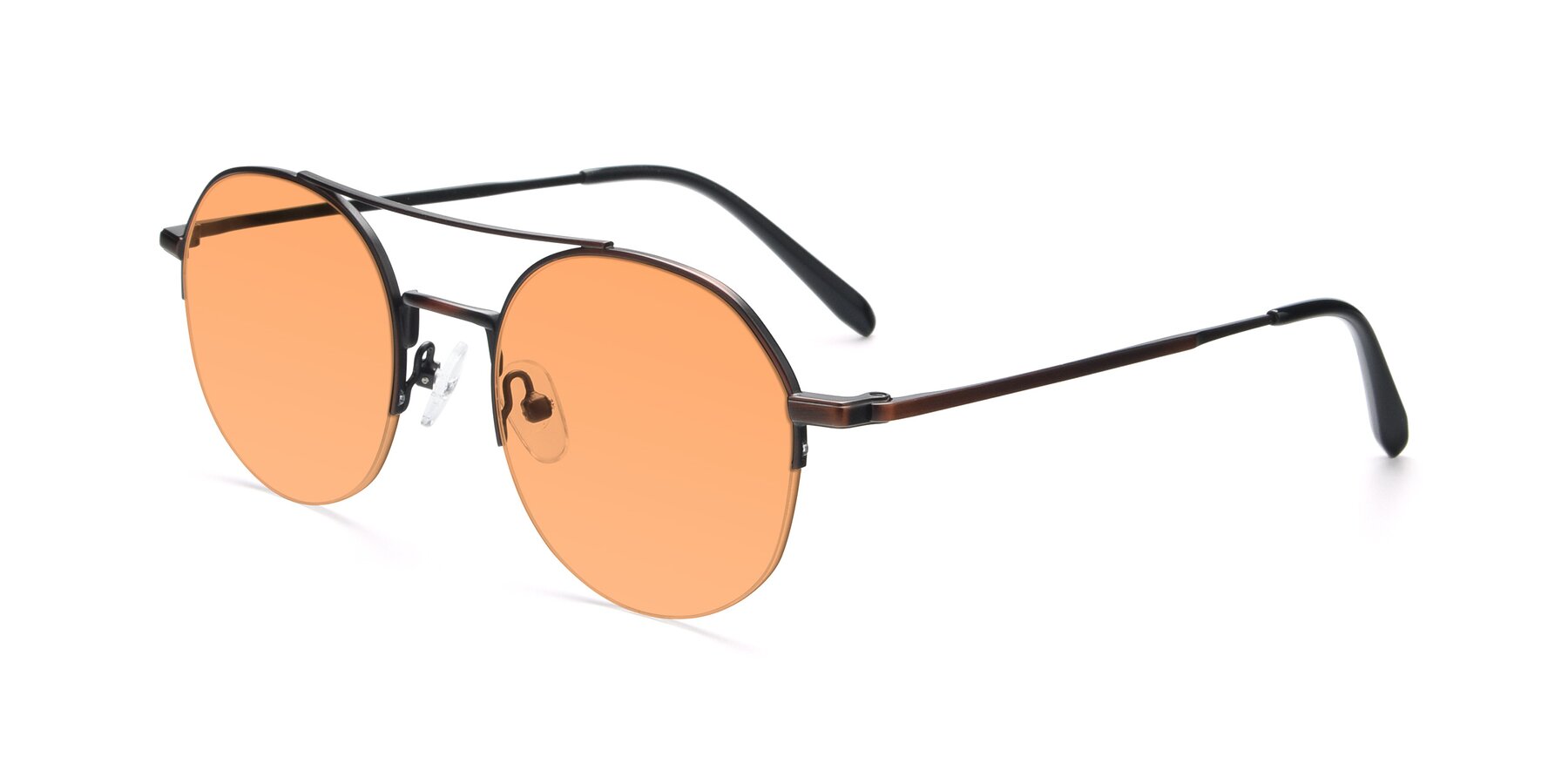 Angle of 9521 in Brown with Medium Orange Tinted Lenses