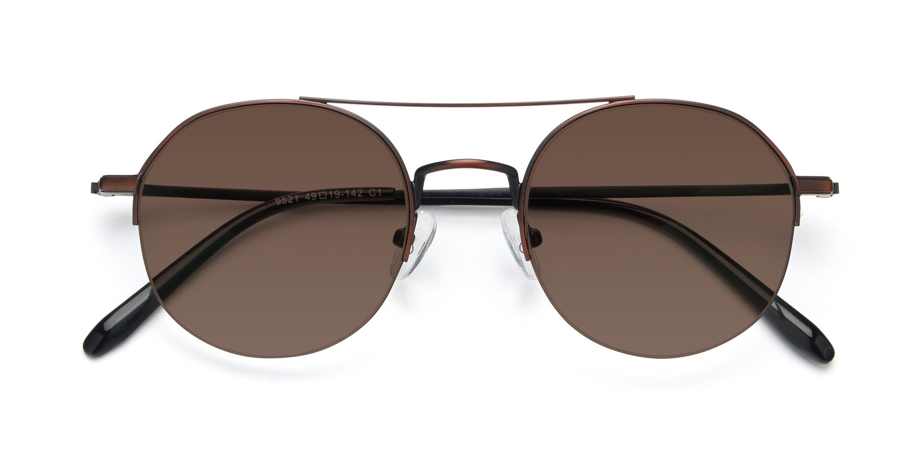 Folded Front of 9521 in Brown with Brown Tinted Lenses