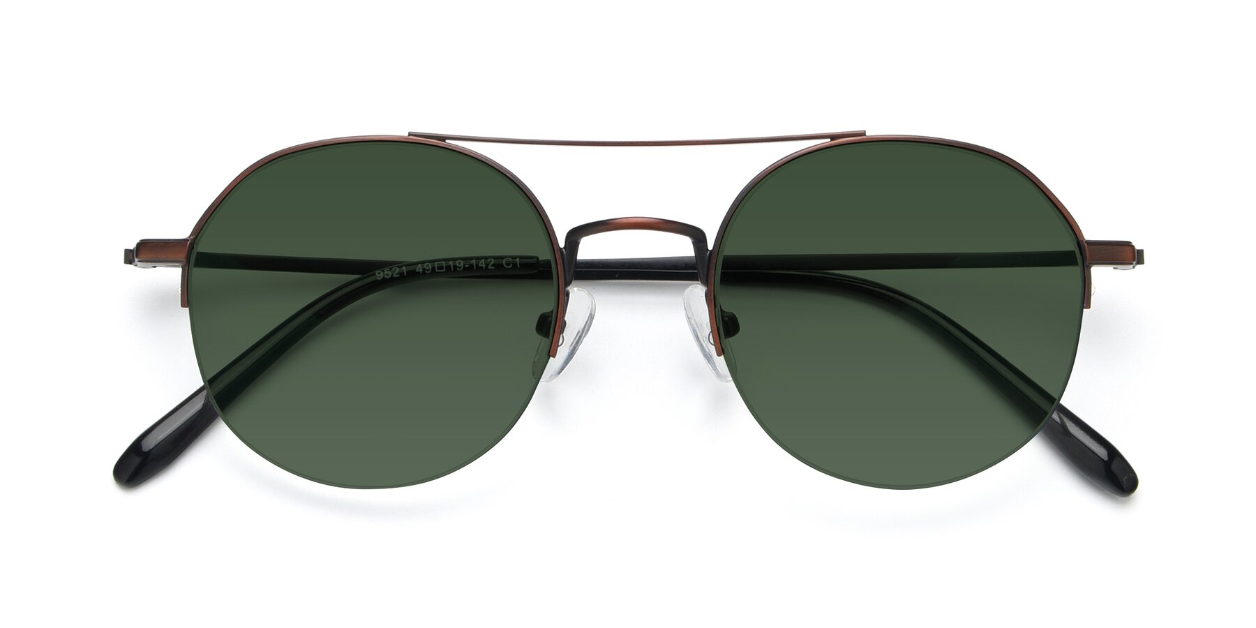 Folded Front of 9521 in Brown with Green Tinted Lenses