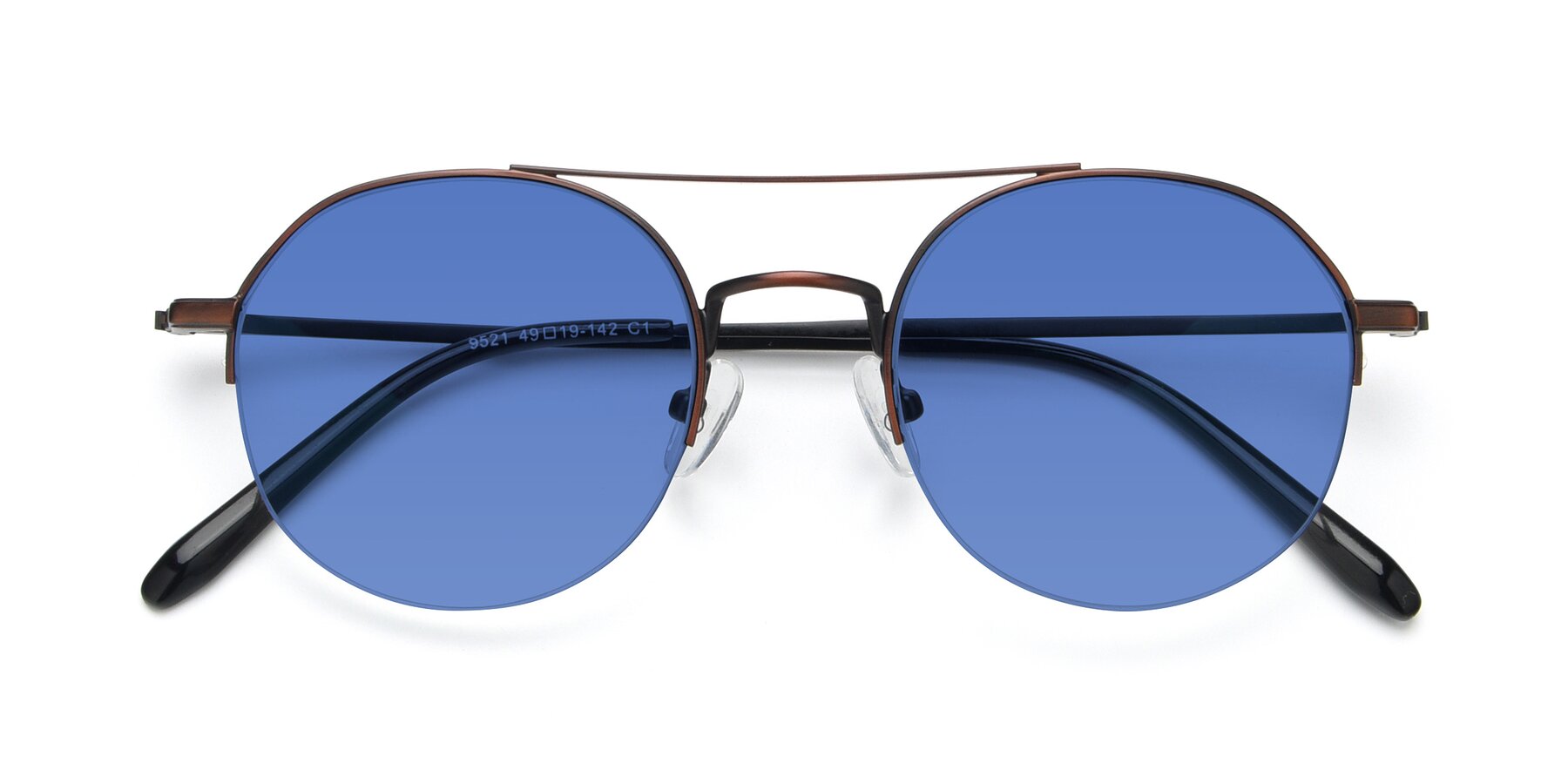 Folded Front of 9521 in Brown with Blue Tinted Lenses