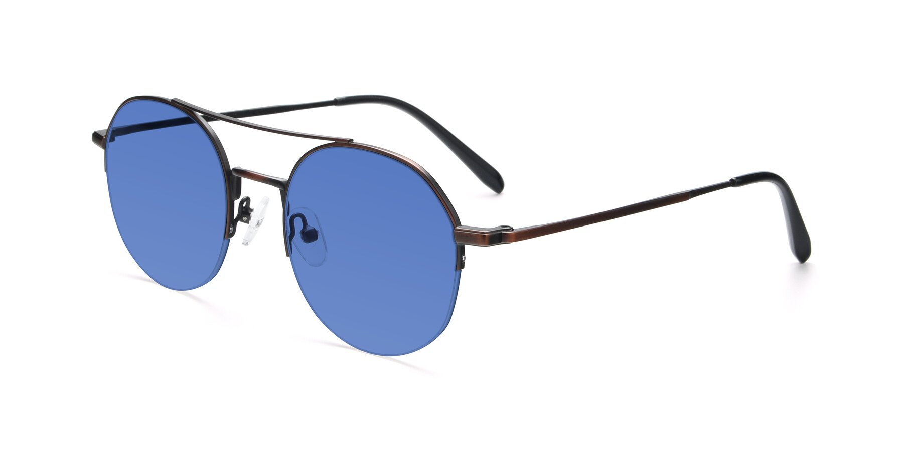 Angle of 9521 in Brown with Blue Tinted Lenses