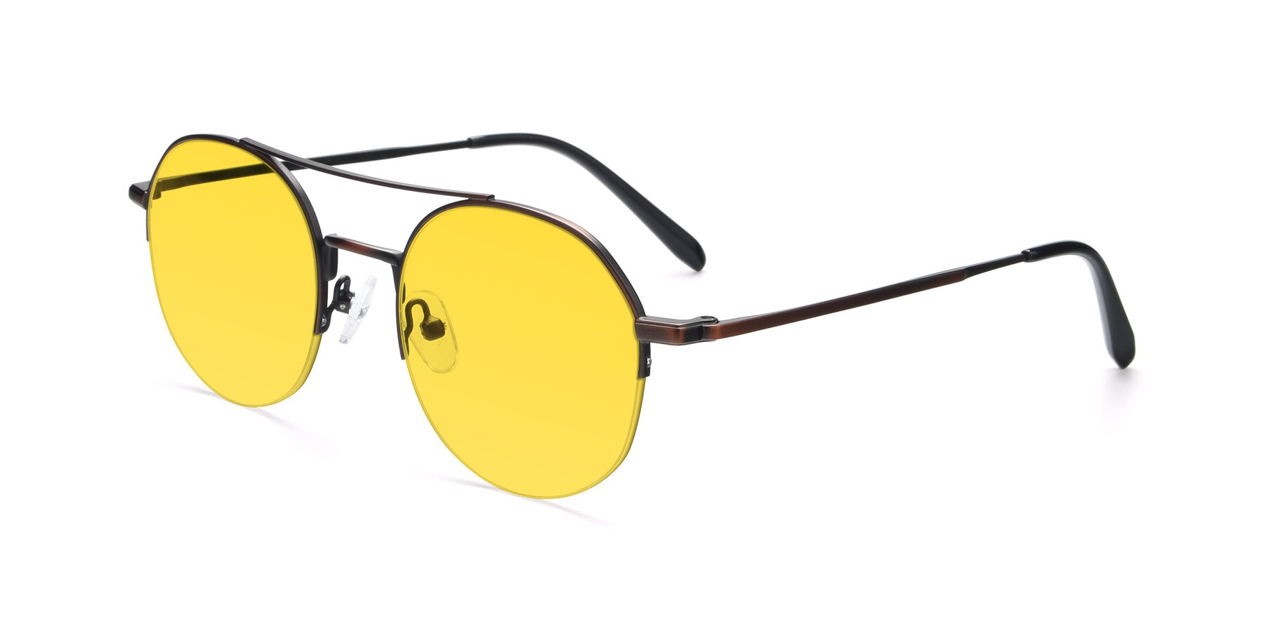 Angle of 9521 in Brown with Yellow Tinted Lenses
