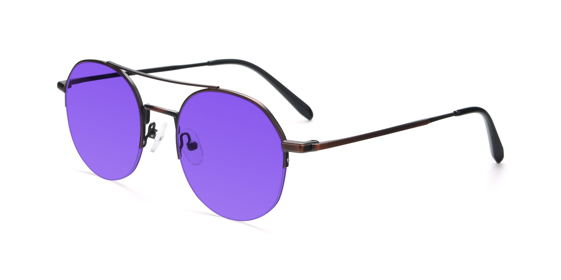 Angle of 9521 in Brown with Purple Tinted Lenses