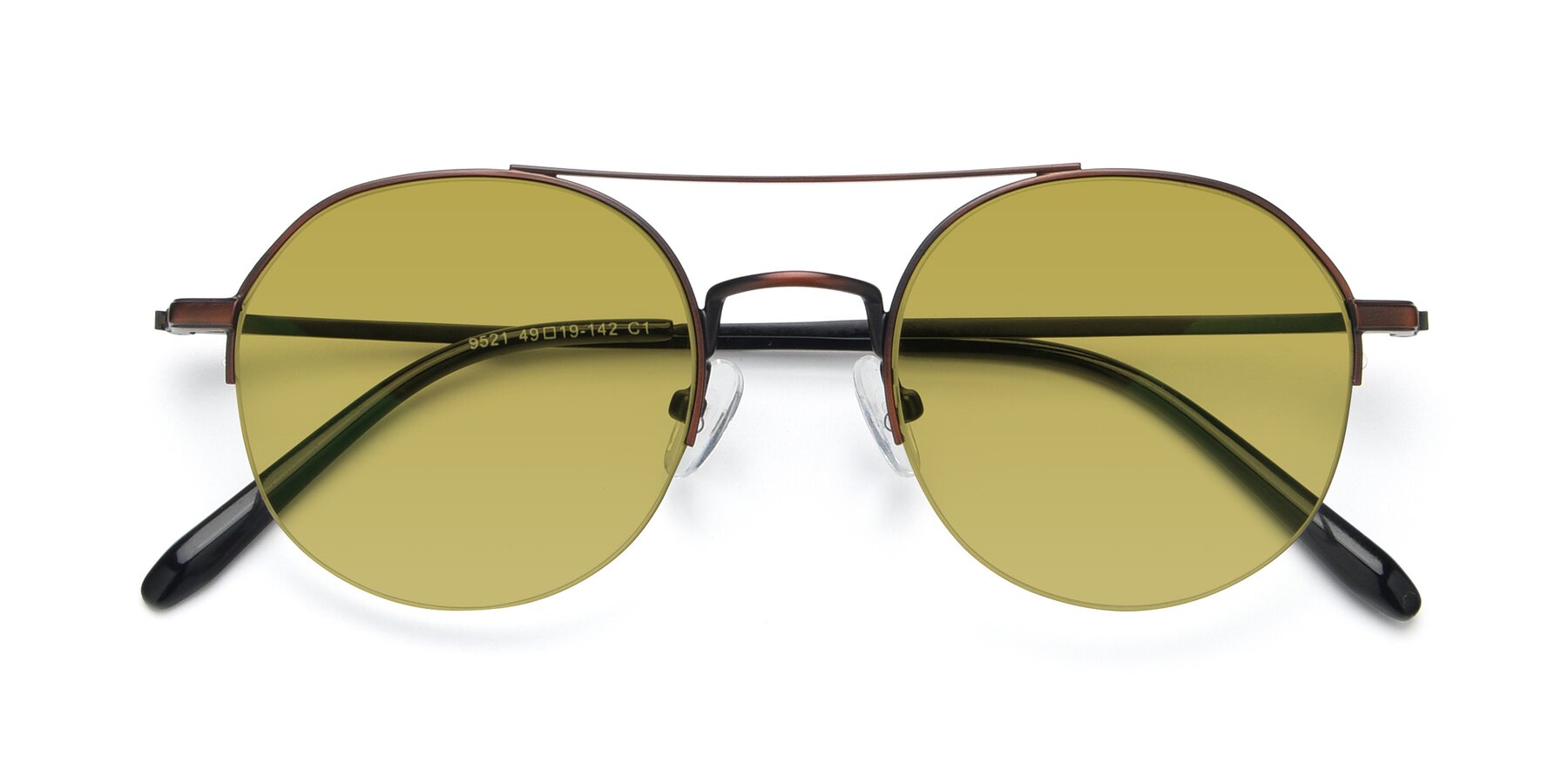 Folded Front of 9521 in Brown with Champagne Tinted Lenses