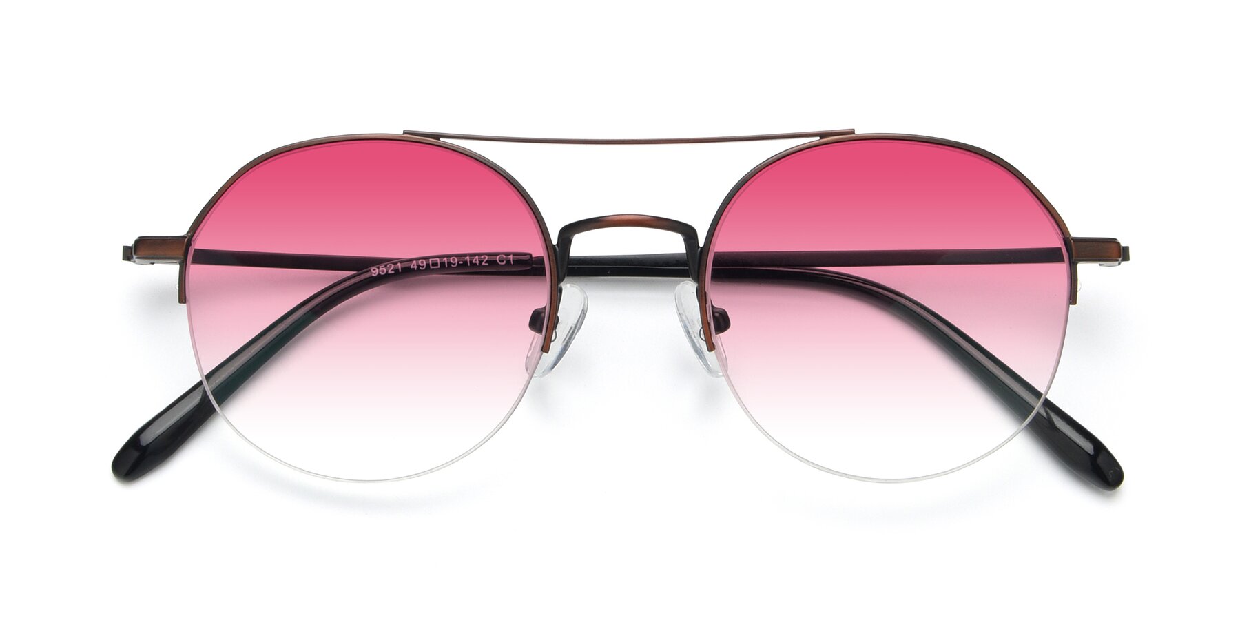 Folded Front of 9521 in Brown with Pink Gradient Lenses