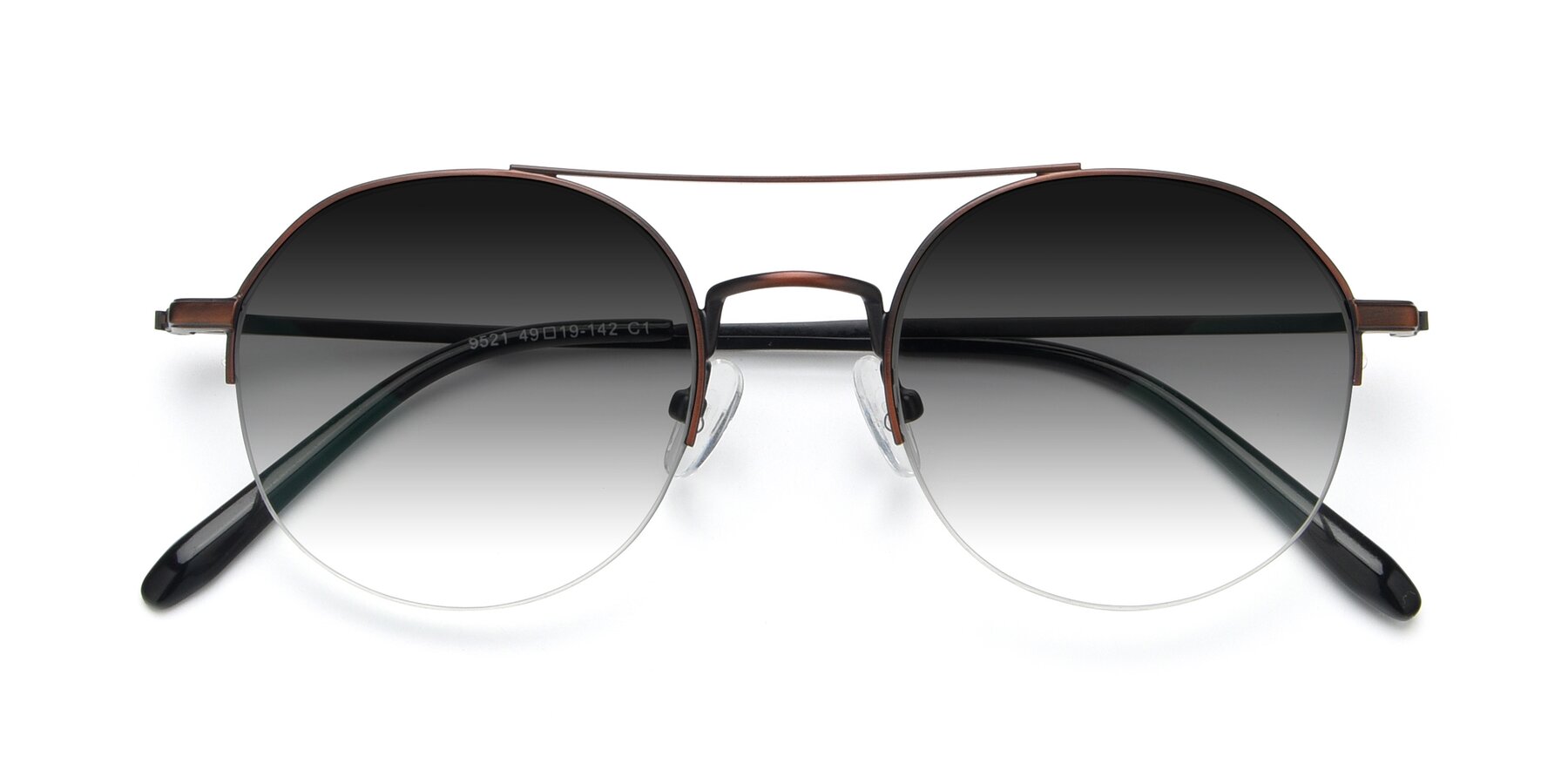 Folded Front of 9521 in Brown with Gray Gradient Lenses