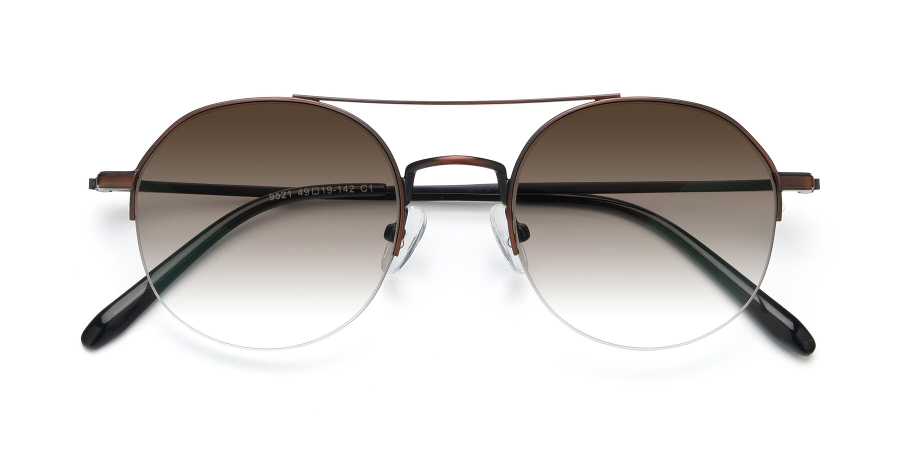 Folded Front of 9521 in Brown with Brown Gradient Lenses