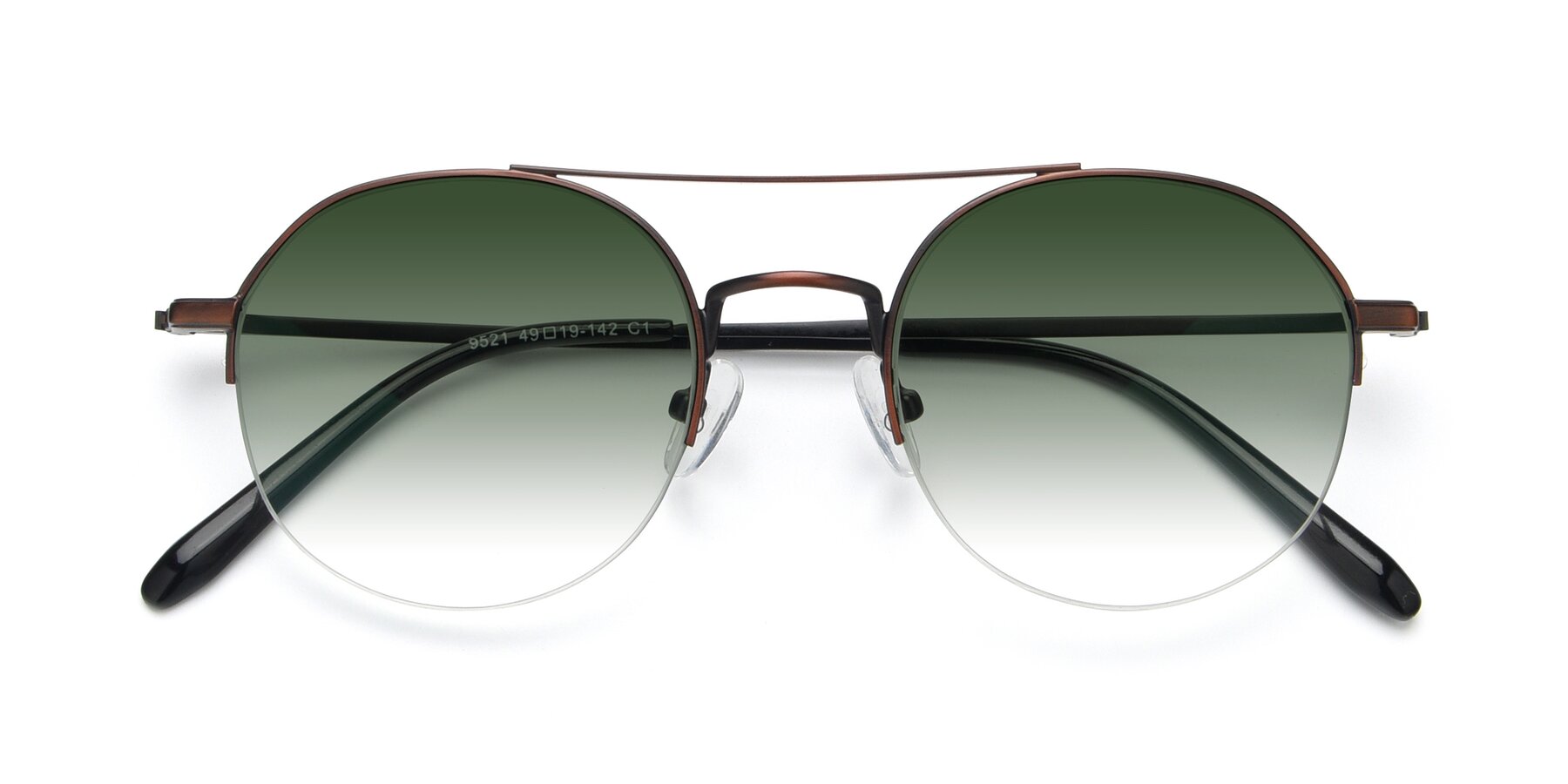 Folded Front of 9521 in Brown with Green Gradient Lenses