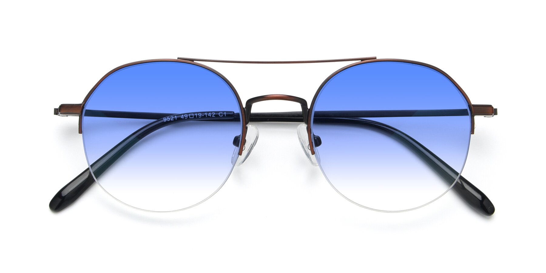 Folded Front of 9521 in Brown with Blue Gradient Lenses