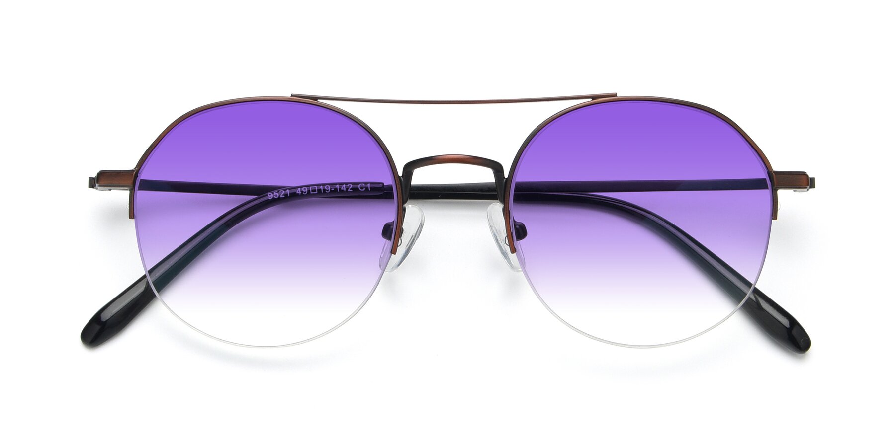 Folded Front of 9521 in Brown with Purple Gradient Lenses
