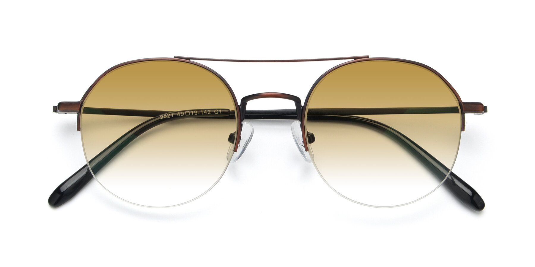 Folded Front of 9521 in Brown with Champagne Gradient Lenses