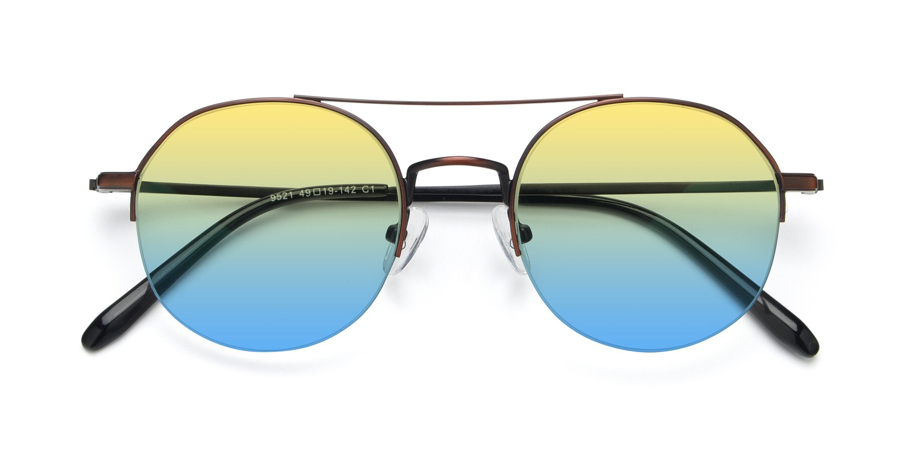 Folded Front of 9521 in Brown with Yellow / Blue Gradient Lenses