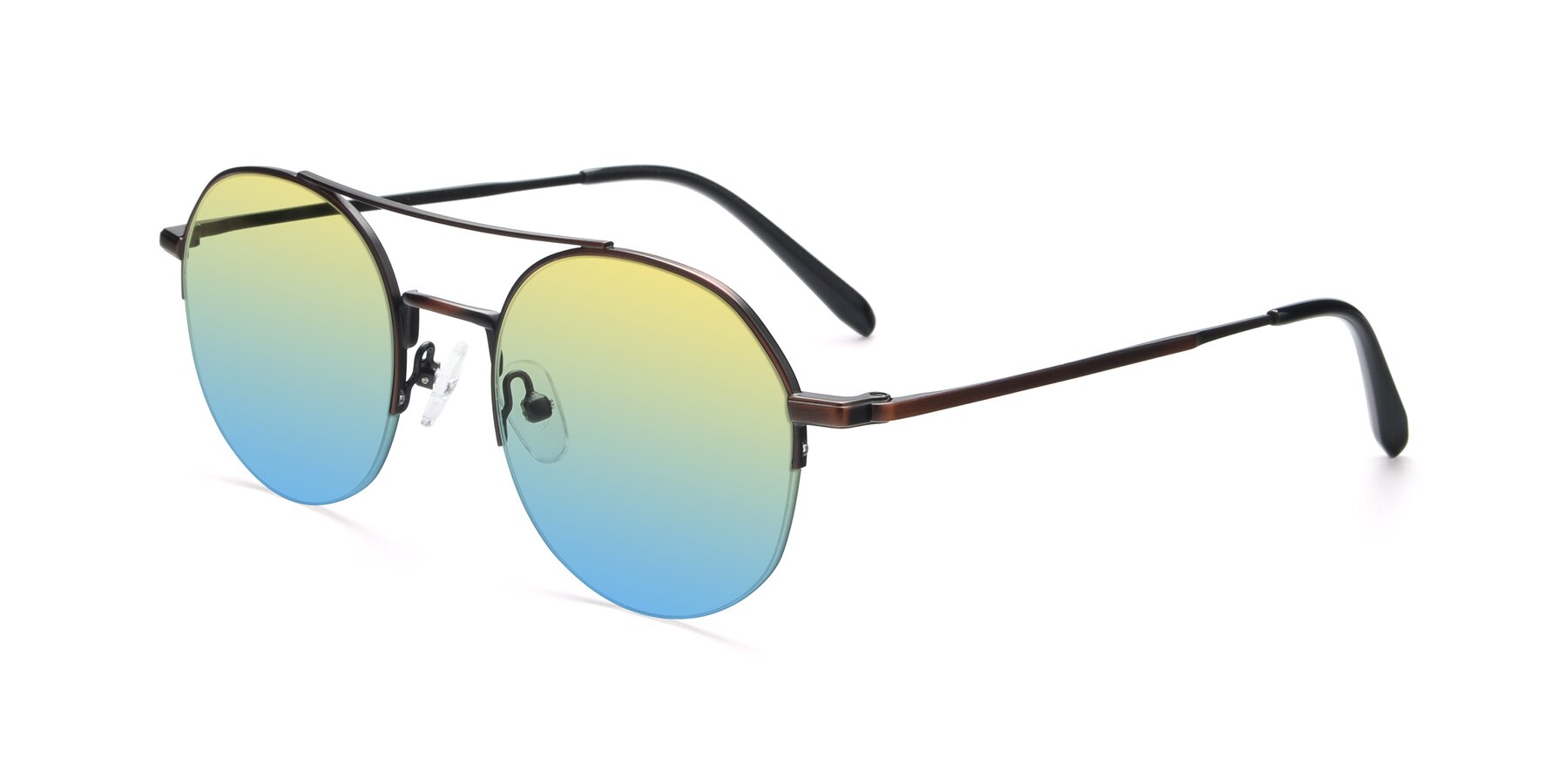 Angle of 9521 in Brown with Yellow / Blue Gradient Lenses