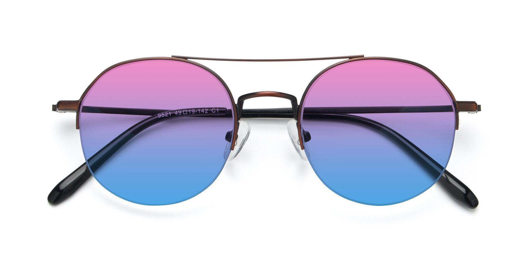 Folded Front of 9521 in Brown with Pink / Blue Gradient Lenses