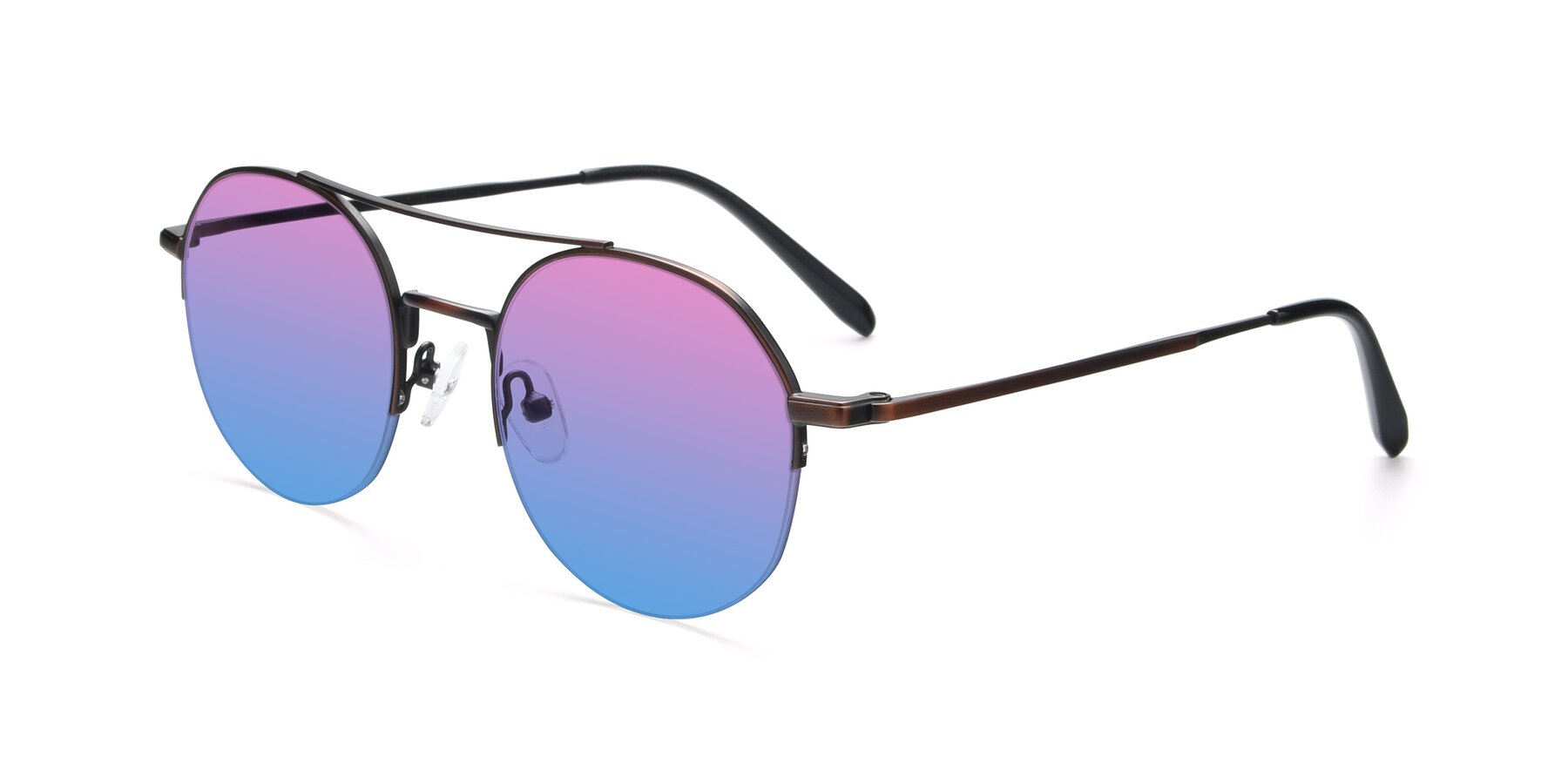 Angle of 9521 in Brown with Pink / Blue Gradient Lenses
