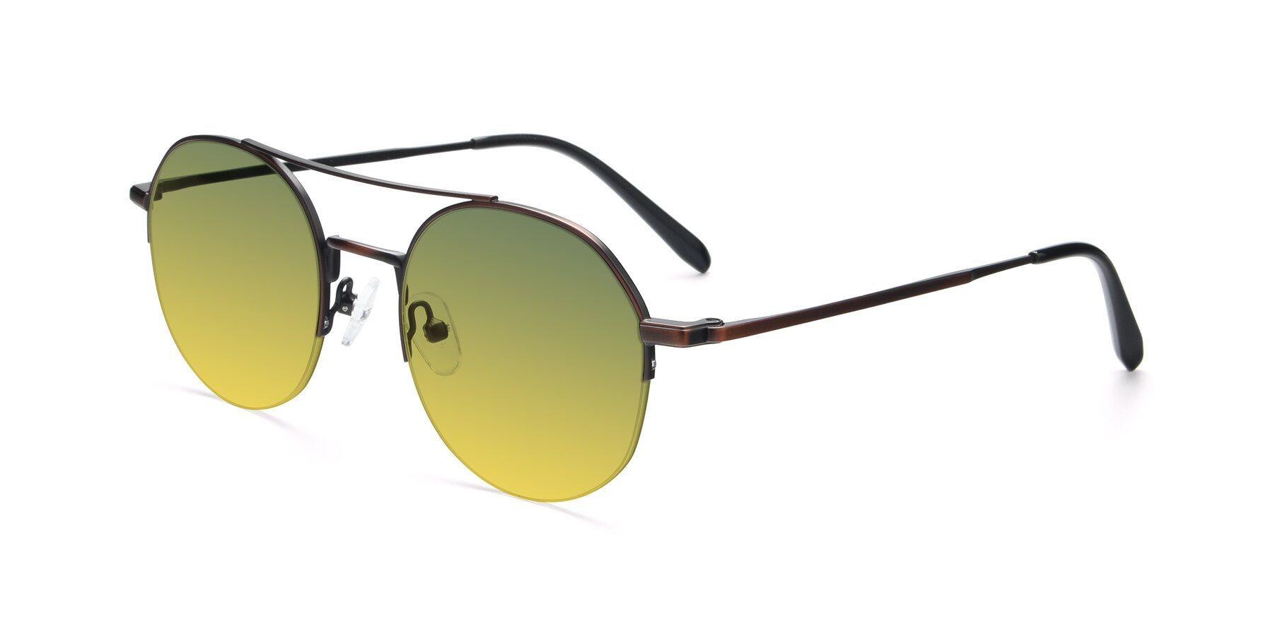 Angle of 9521 in Brown with Green / Yellow Gradient Lenses