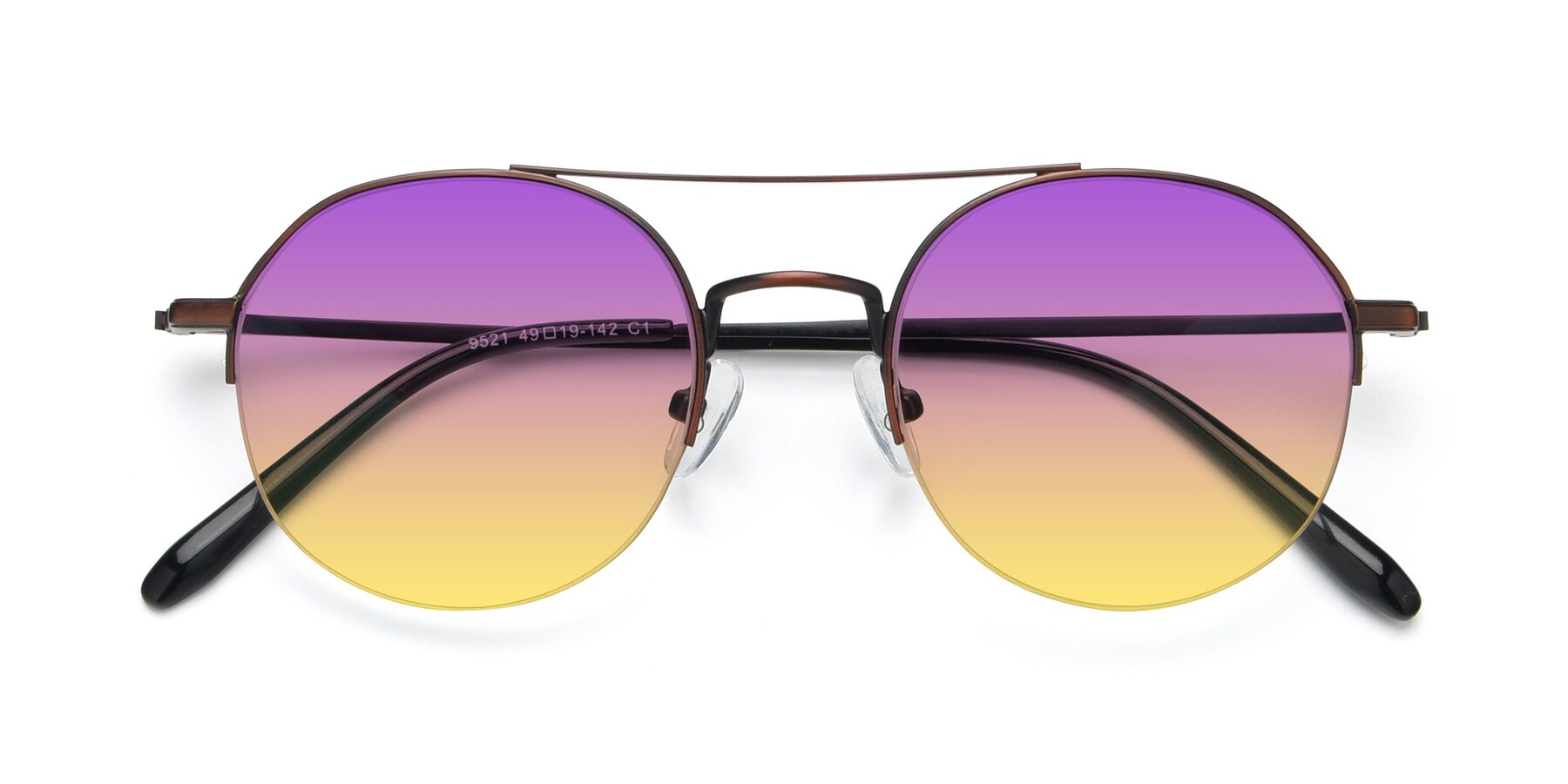 Folded Front of 9521 in Brown with Purple / Yellow Gradient Lenses