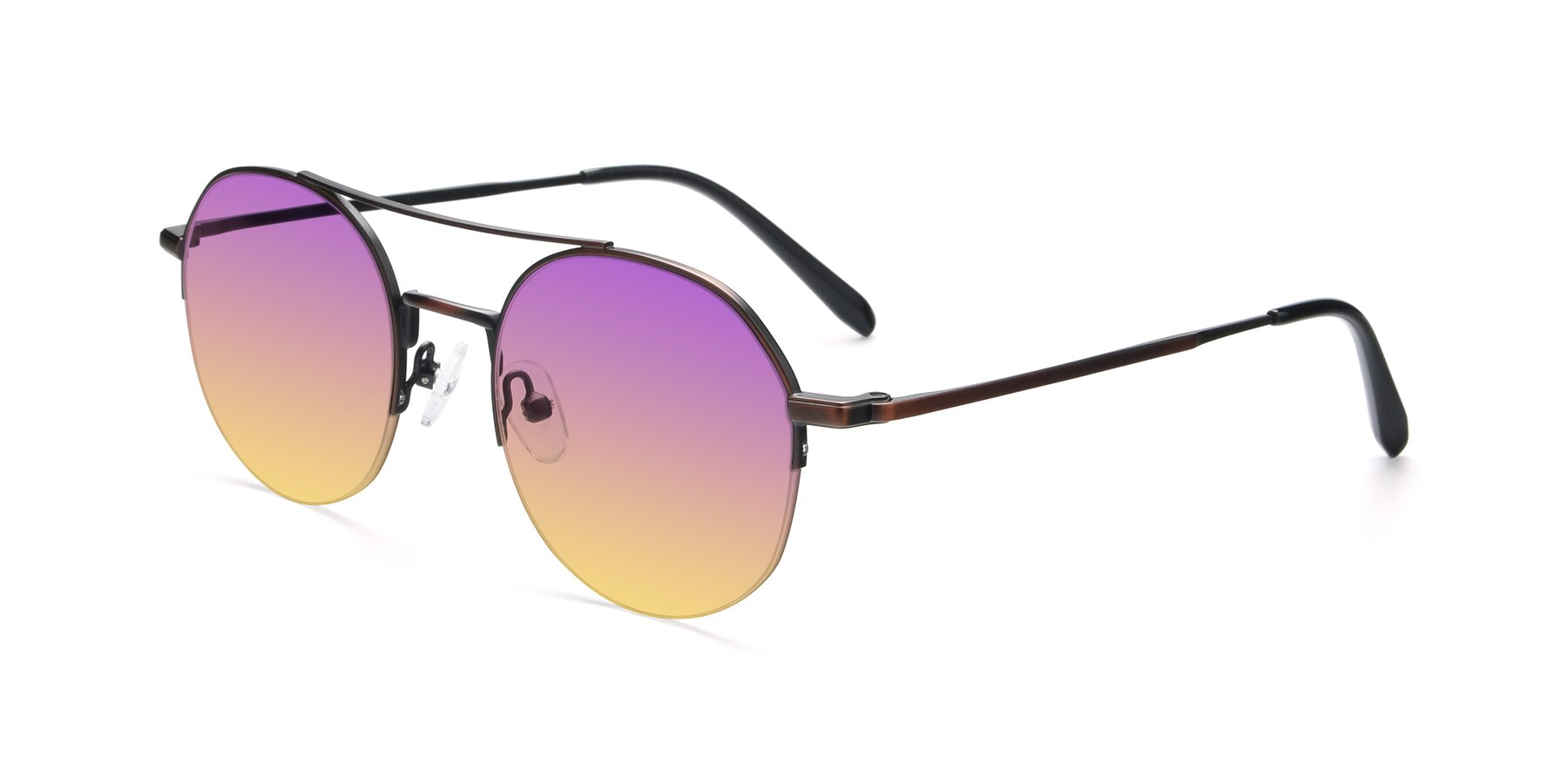 Angle of 9521 in Brown with Purple / Yellow Gradient Lenses