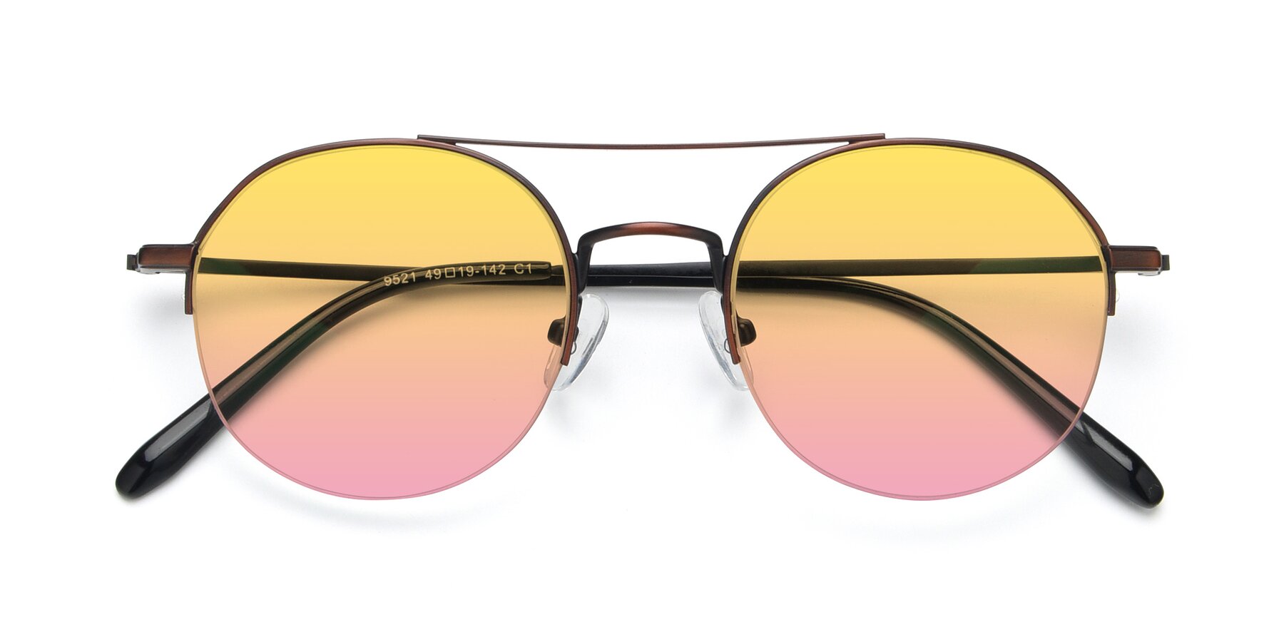 Folded Front of 9521 in Brown with Yellow / Pink Gradient Lenses