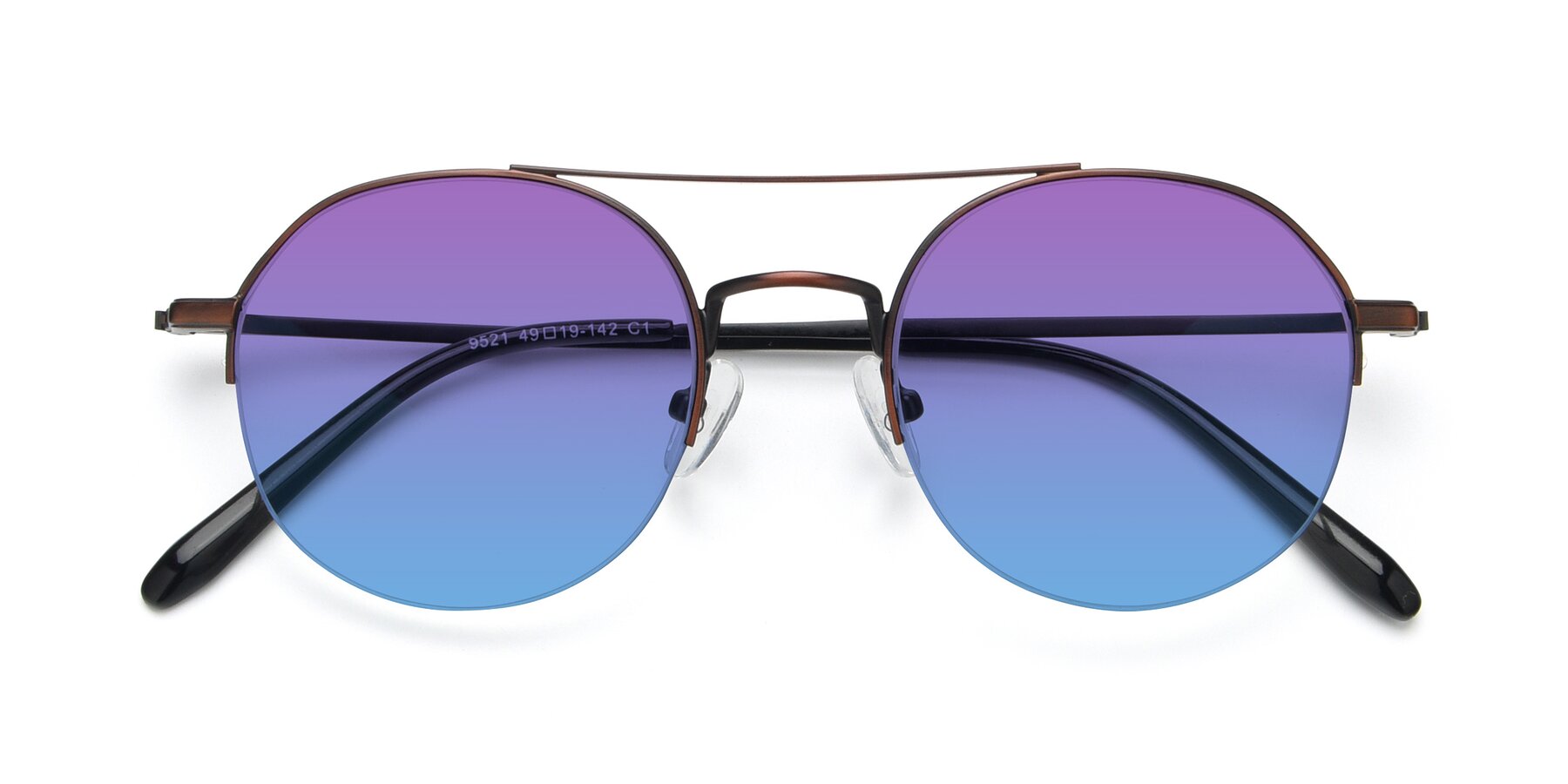 Folded Front of 9521 in Brown with Purple / Blue Gradient Lenses