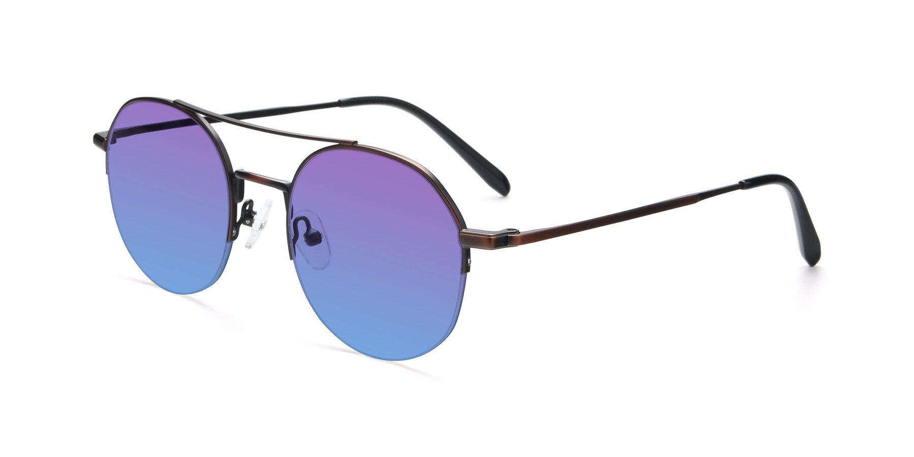 Angle of 9521 in Brown with Purple / Blue Gradient Lenses