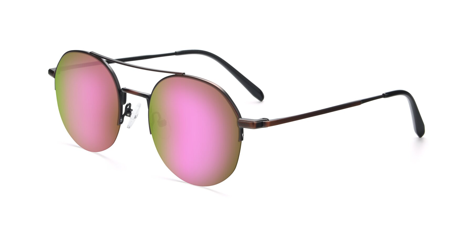 Angle of 9521 in Brown with Pink Mirrored Lenses