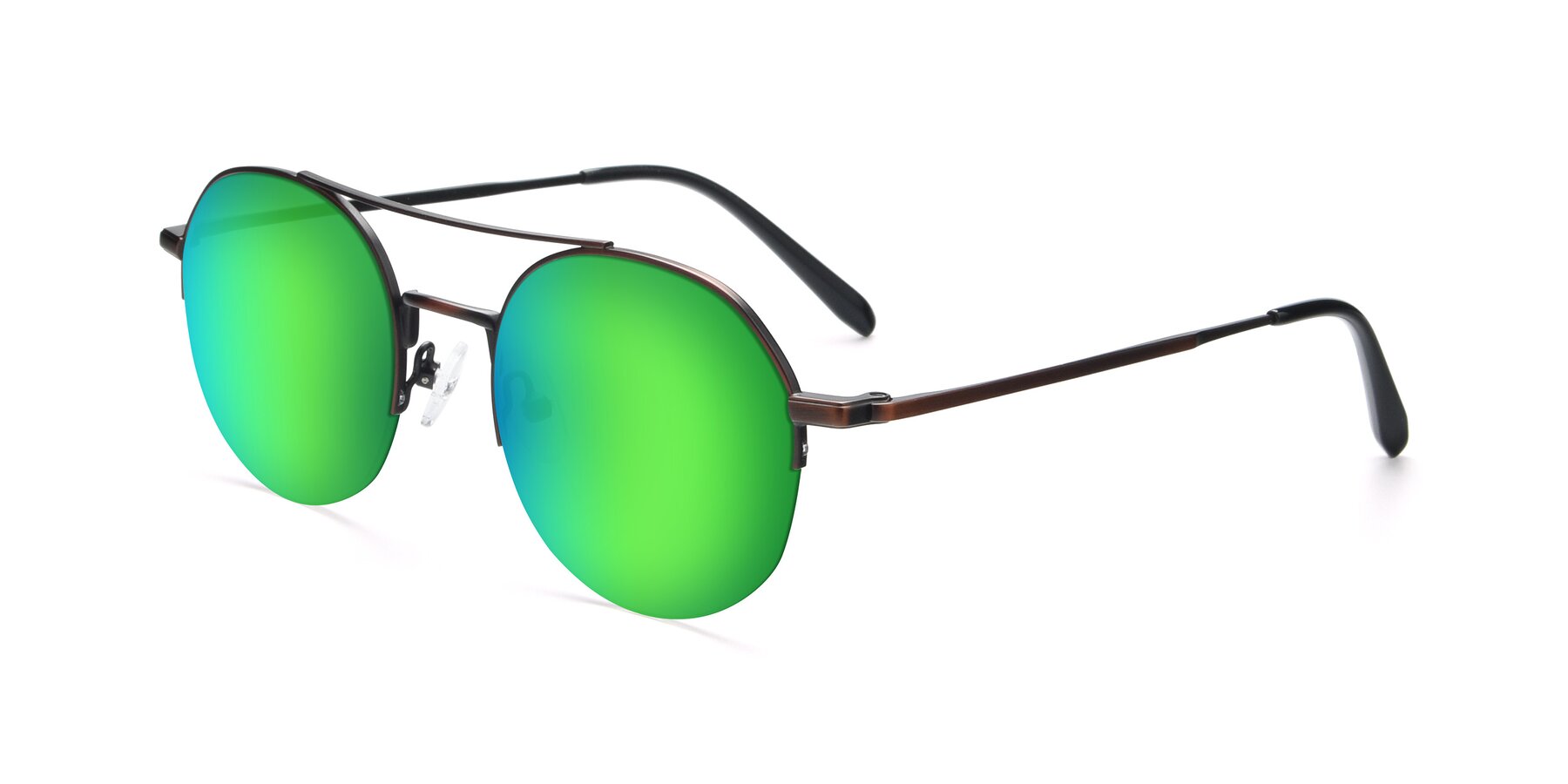 Angle of 9521 in Brown with Green Mirrored Lenses