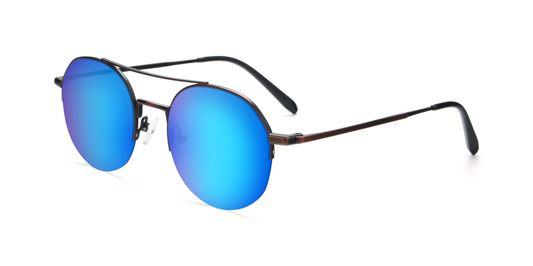 Angle of 9521 in Brown with Blue Mirrored Lenses