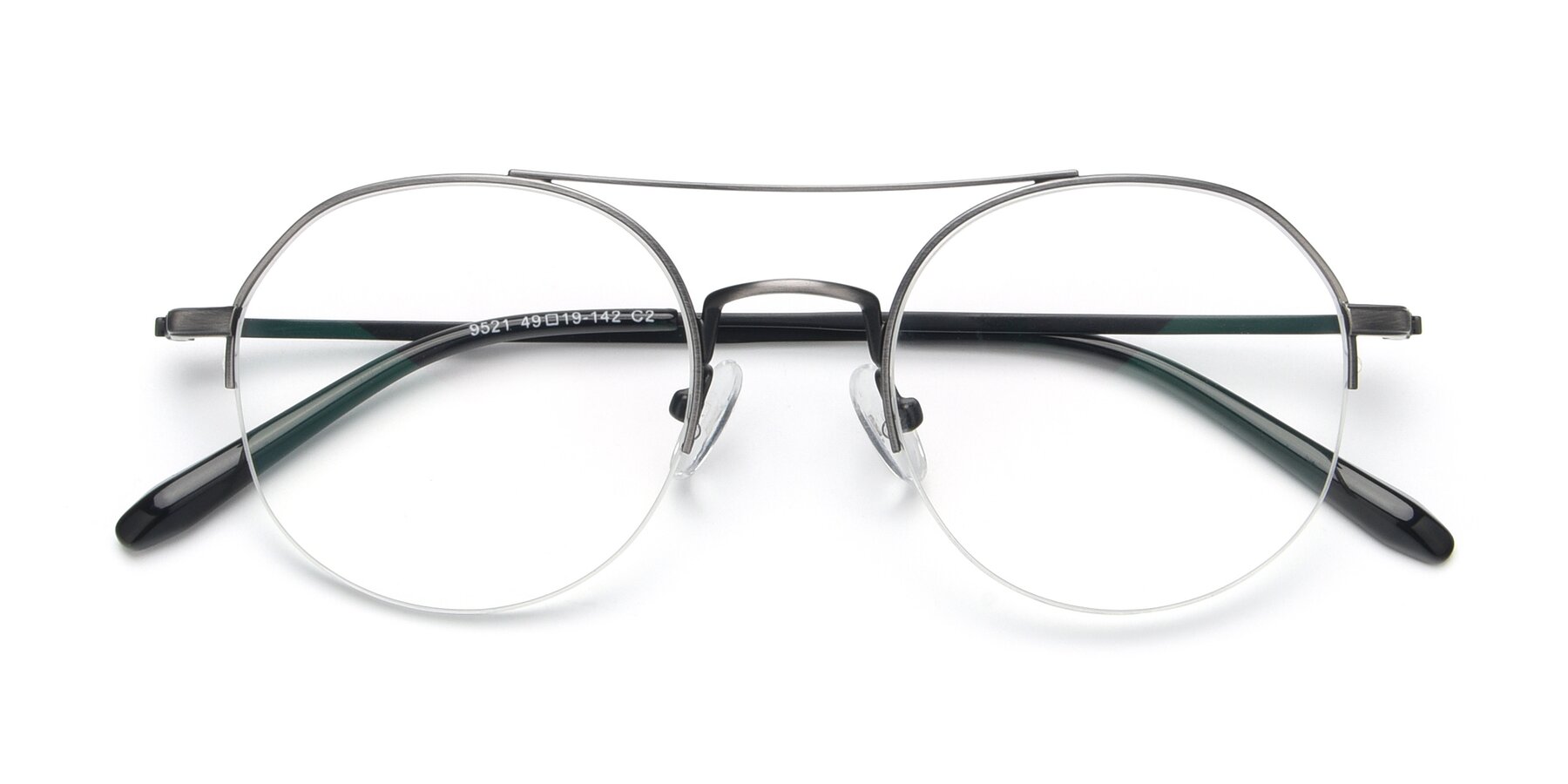 Folded Front of 9521 in Gunmetal with Clear Reading Eyeglass Lenses