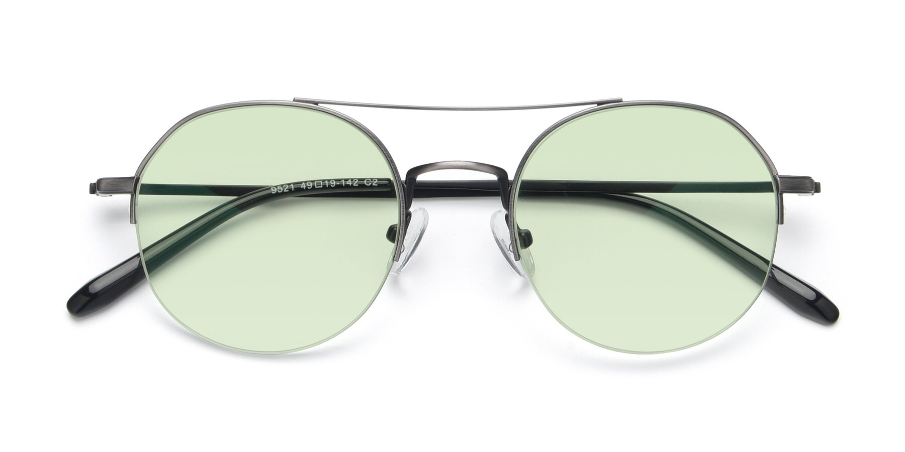 Folded Front of 9521 in Gunmetal with Light Green Tinted Lenses