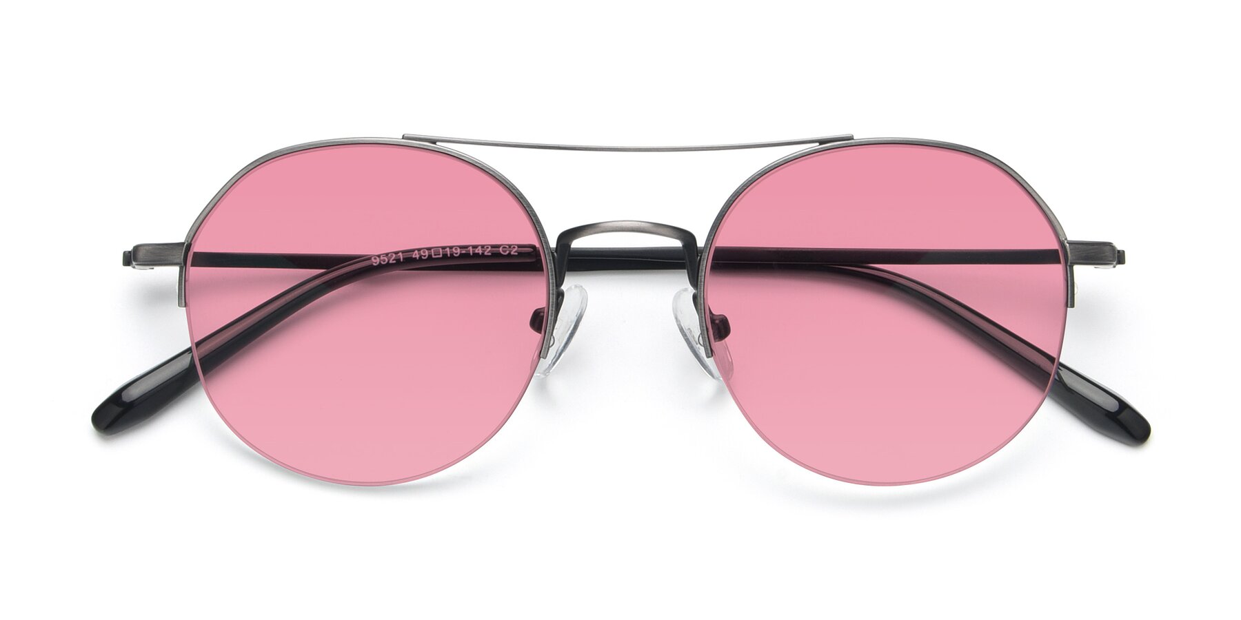 Folded Front of 9521 in Gunmetal with Pink Tinted Lenses