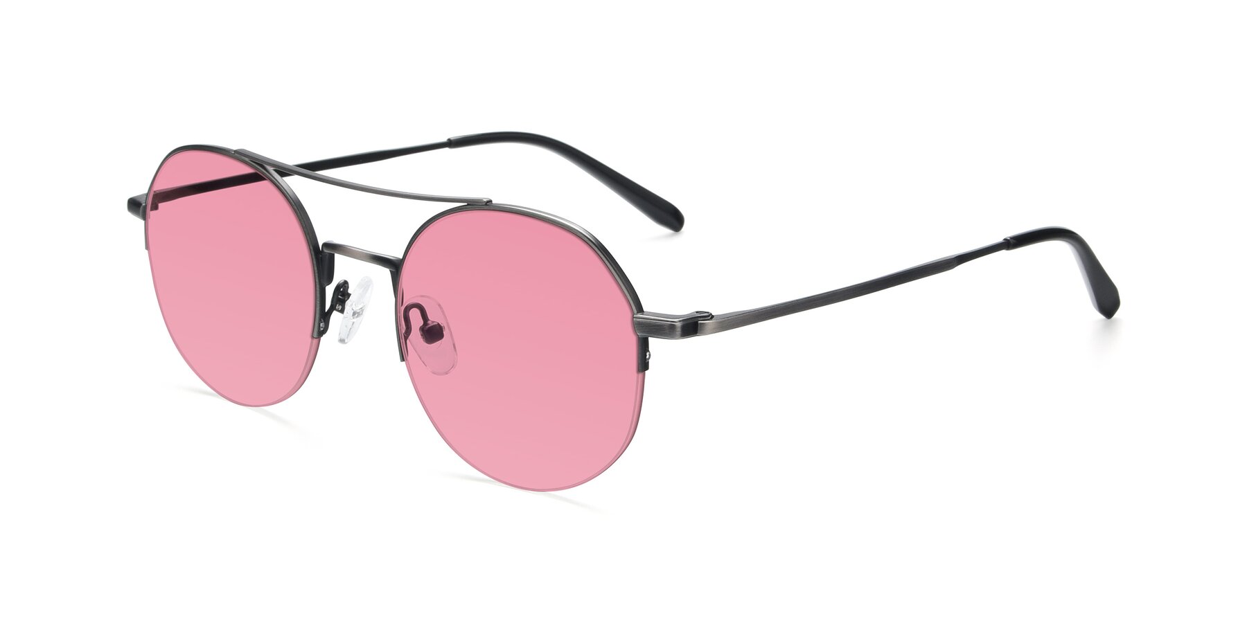 Angle of 9521 in Gunmetal with Pink Tinted Lenses