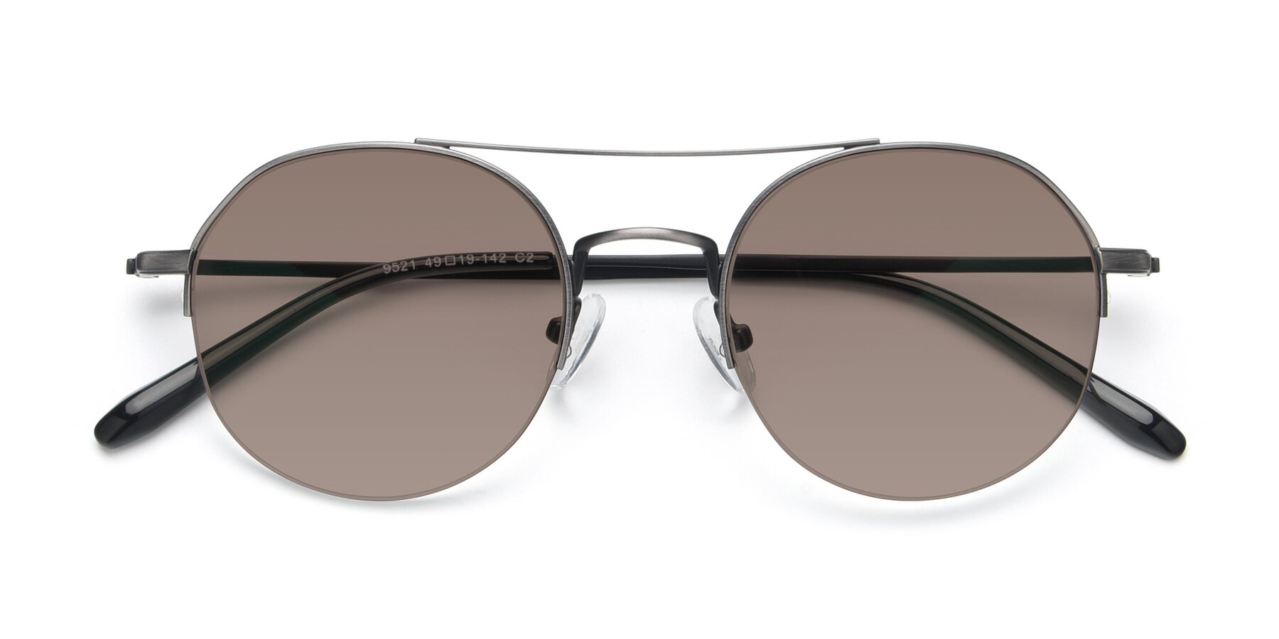 Folded Front of 9521 in Gunmetal with Medium Brown Tinted Lenses