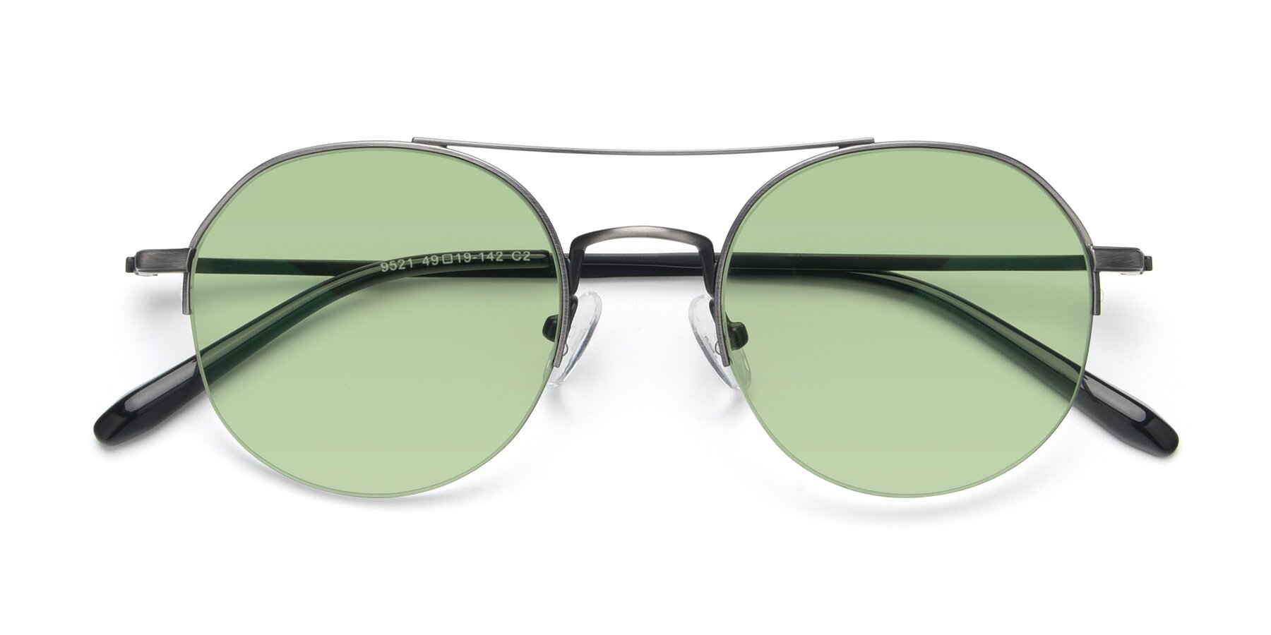 Folded Front of 9521 in Gunmetal with Medium Green Tinted Lenses