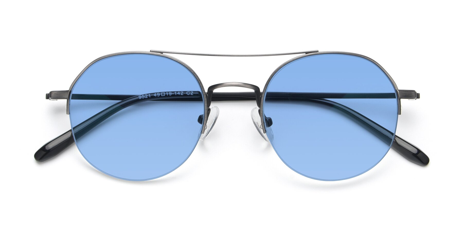 Folded Front of 9521 in Gunmetal with Medium Blue Tinted Lenses