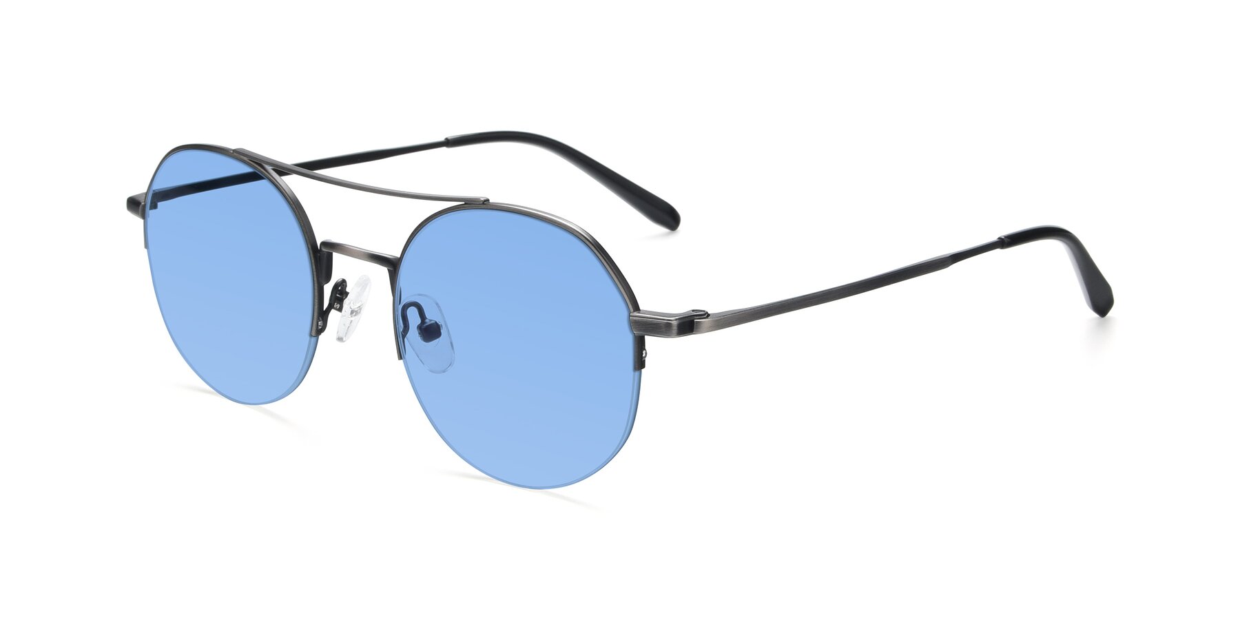 Angle of 9521 in Gunmetal with Medium Blue Tinted Lenses