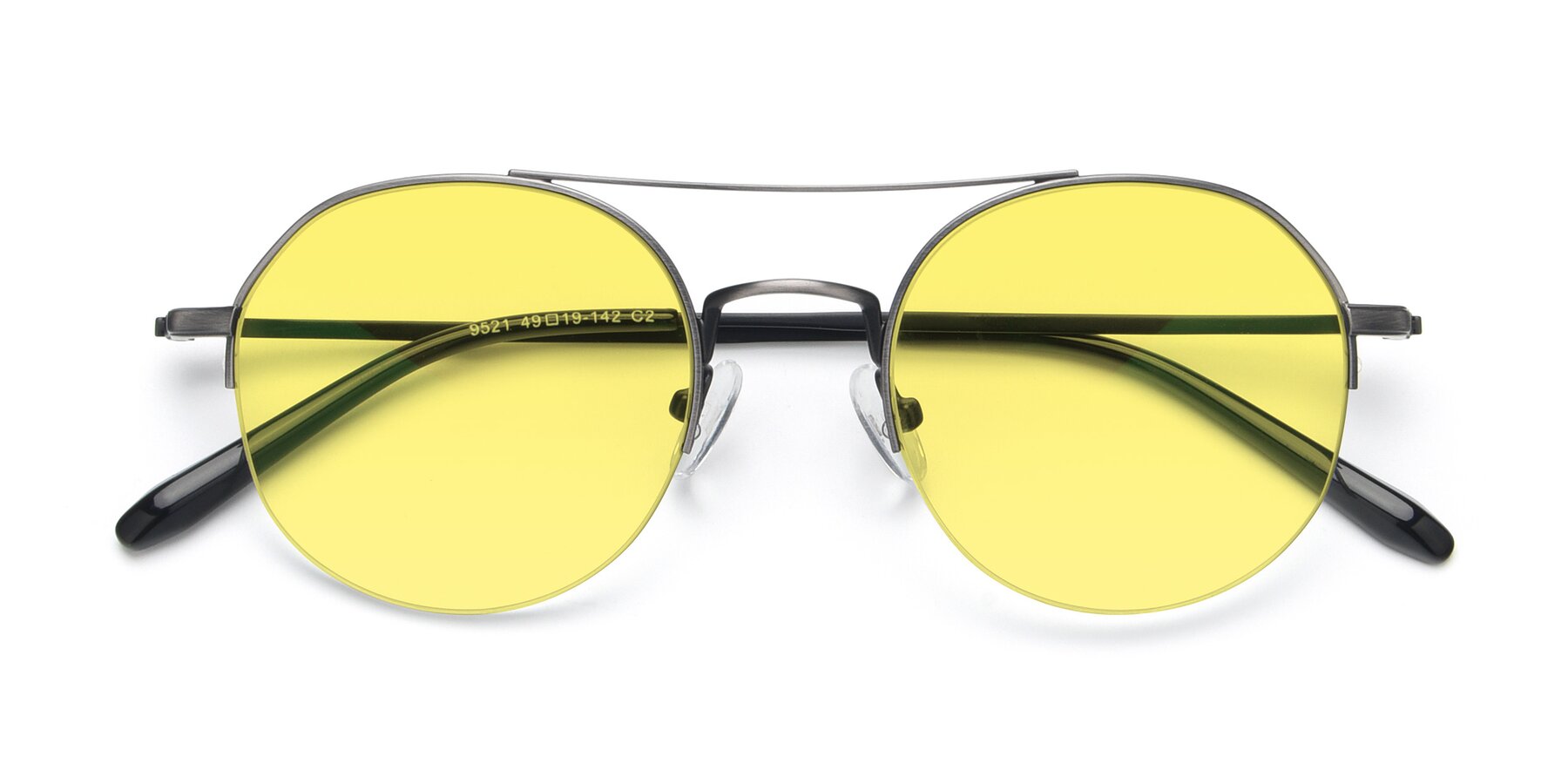 Folded Front of 9521 in Gunmetal with Medium Yellow Tinted Lenses