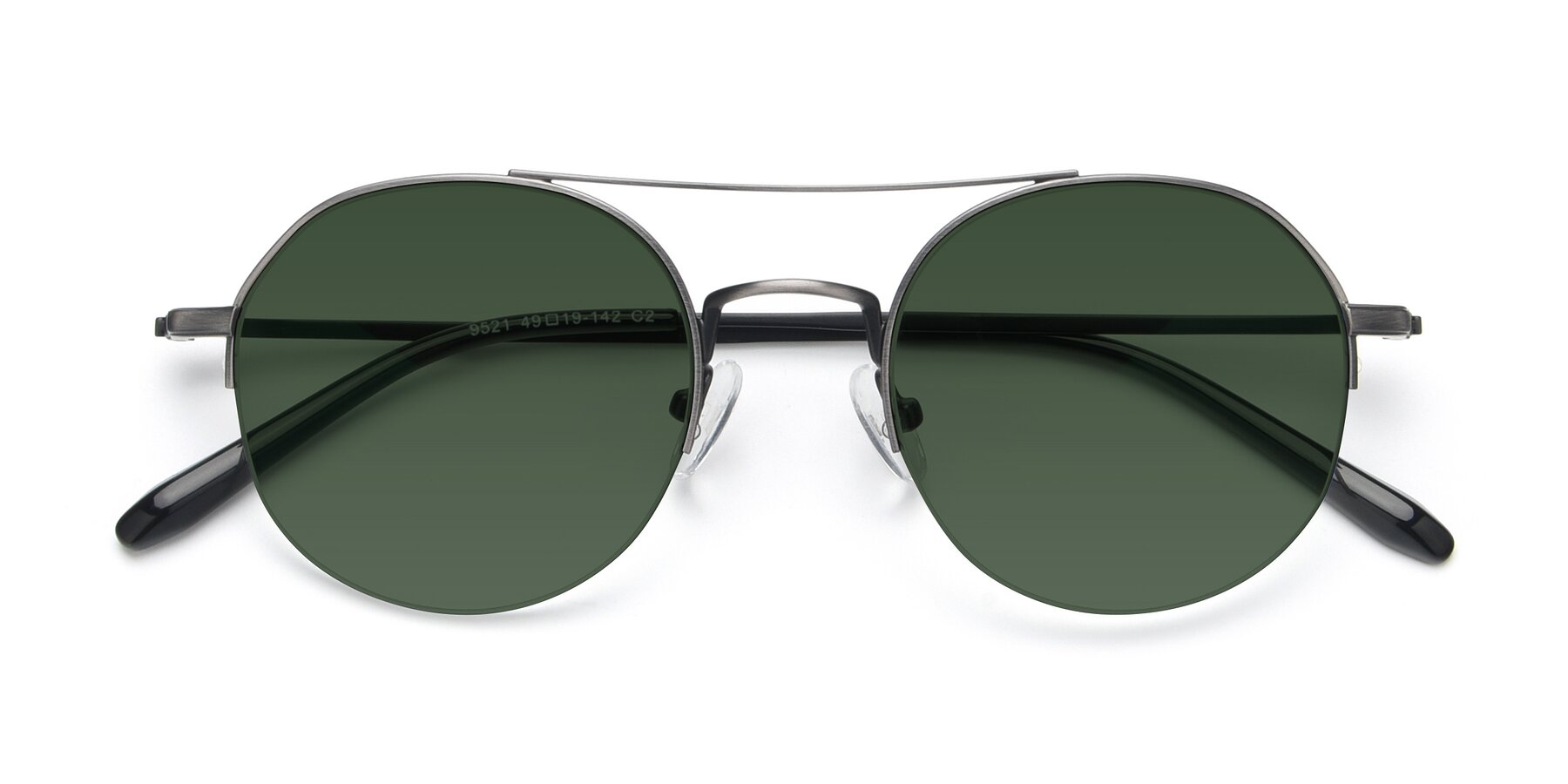 Folded Front of 9521 in Gunmetal with Green Tinted Lenses