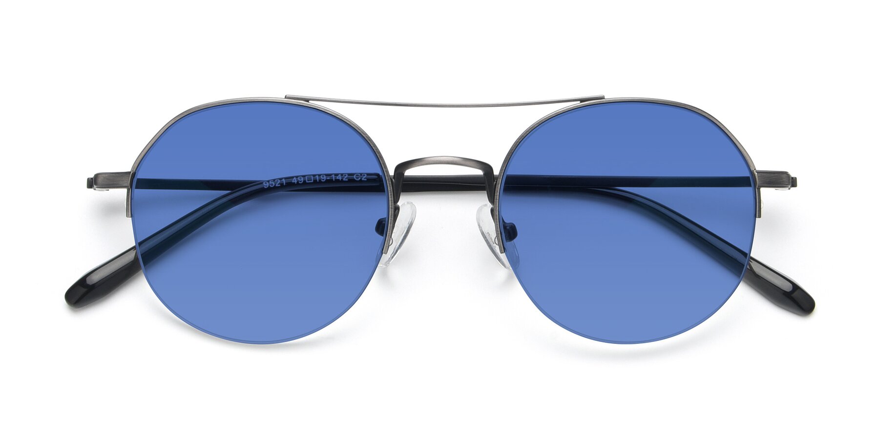 Folded Front of 9521 in Gunmetal with Blue Tinted Lenses