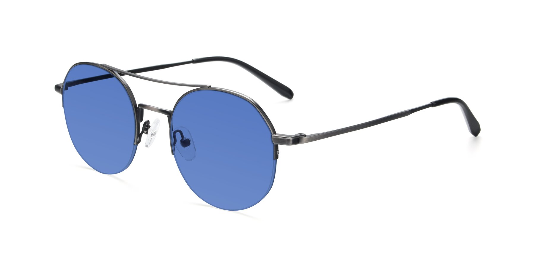 Angle of 9521 in Gunmetal with Blue Tinted Lenses