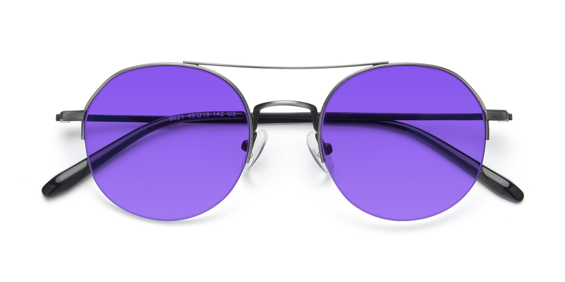 Folded Front of 9521 in Gunmetal with Purple Tinted Lenses